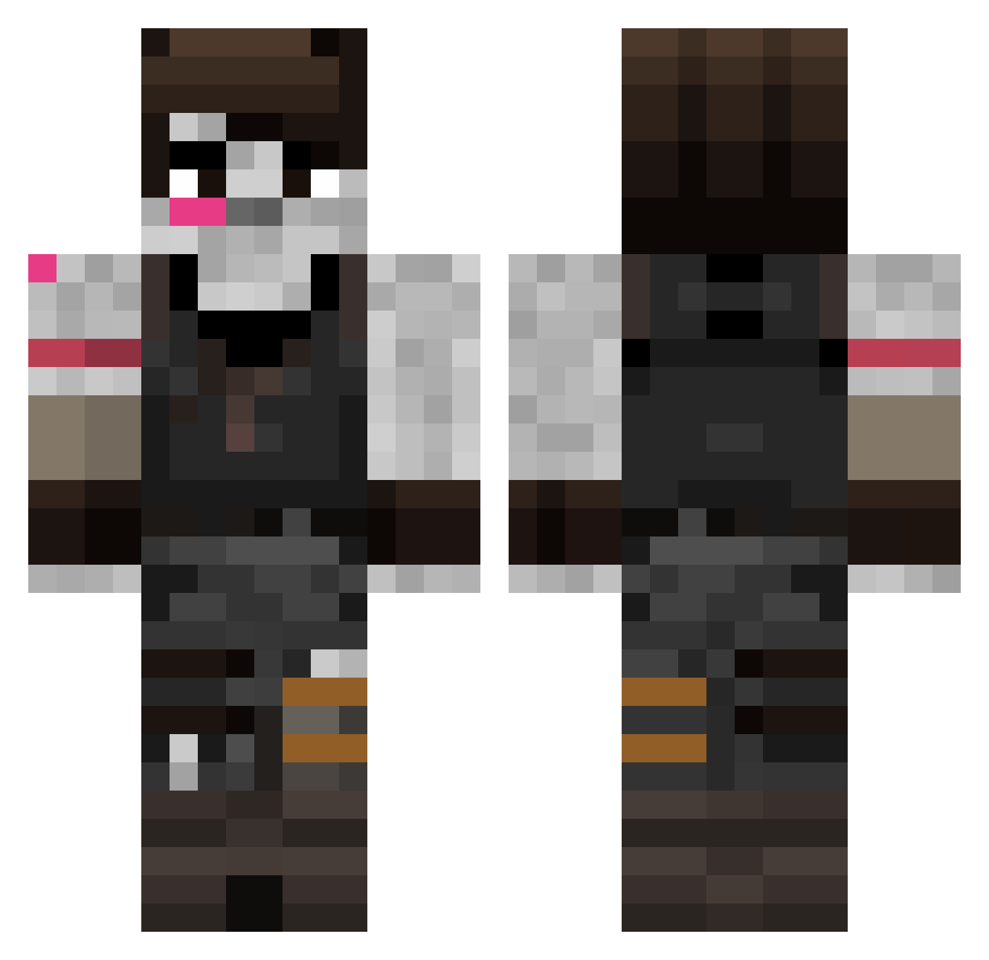 dpyt Minecraft skin, front and back view