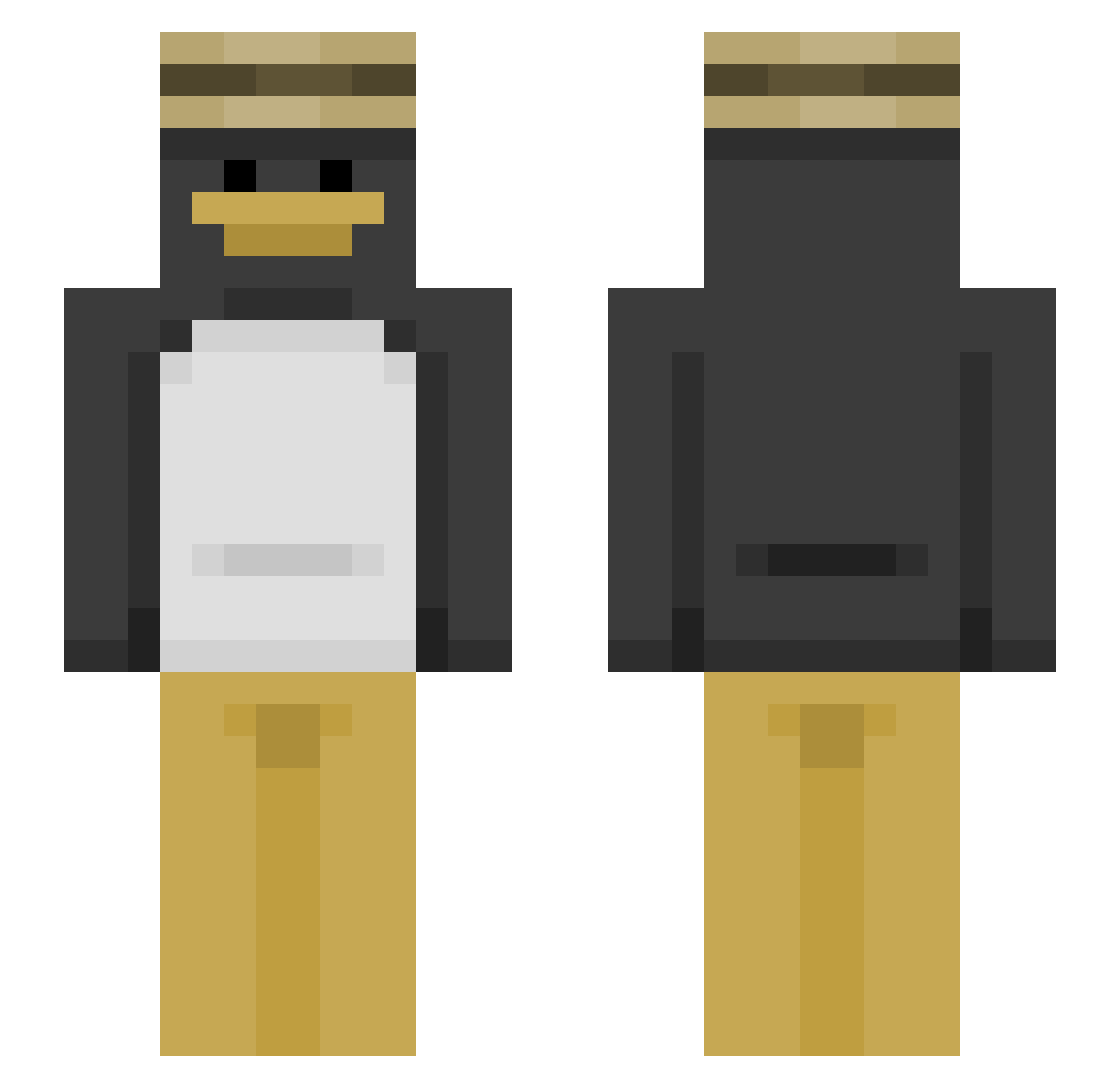 VEG0 Minecraft skin, front and back view