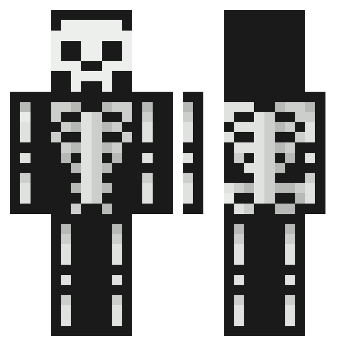 LaMortee Minecraft skin, front and back view