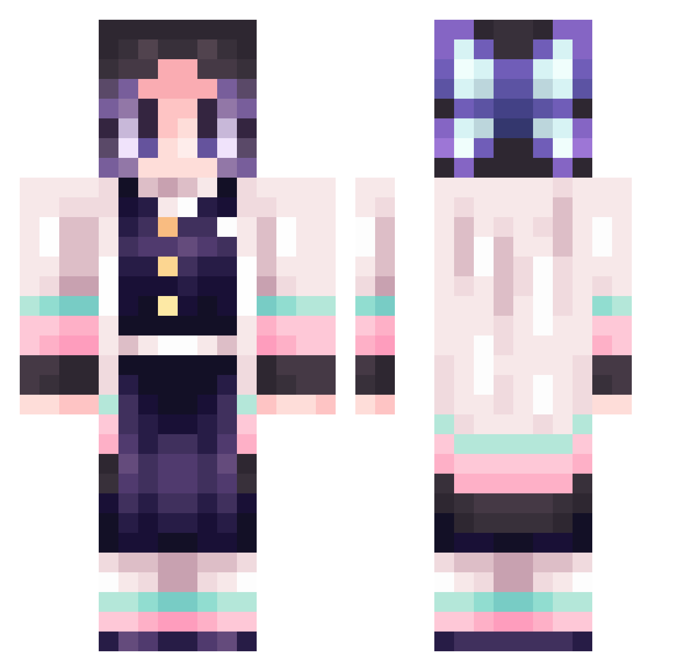 Iluh01 Minecraft skin, front and back view