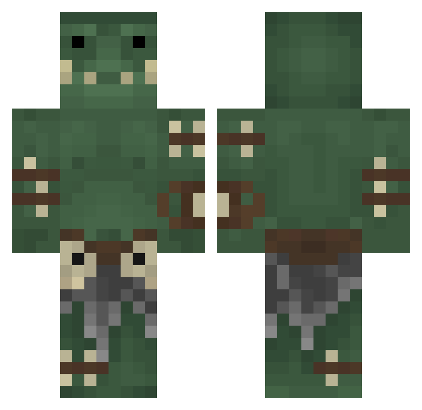 AllMightyOrc Minecraft skin, front and back view