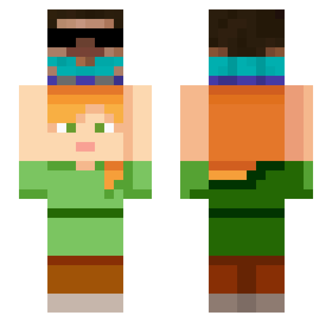 Llantristant Minecraft skin, front and back view