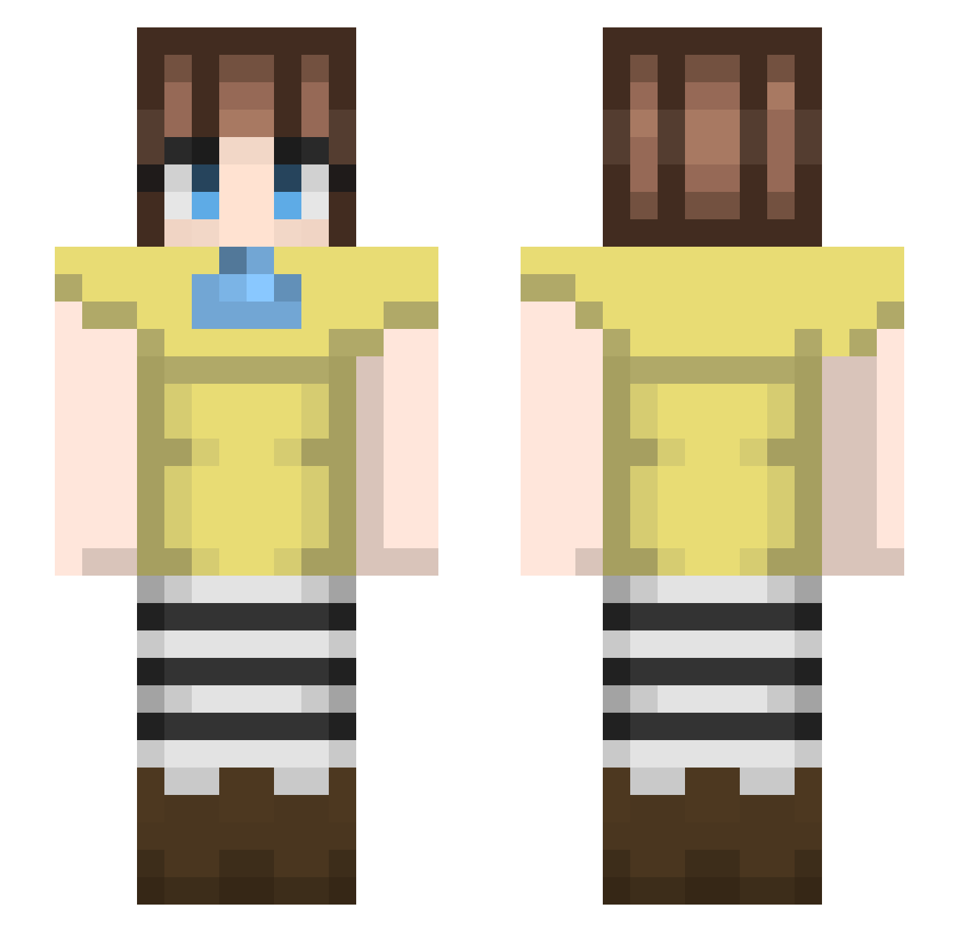 FFranBBow Minecraft skin, front and back view