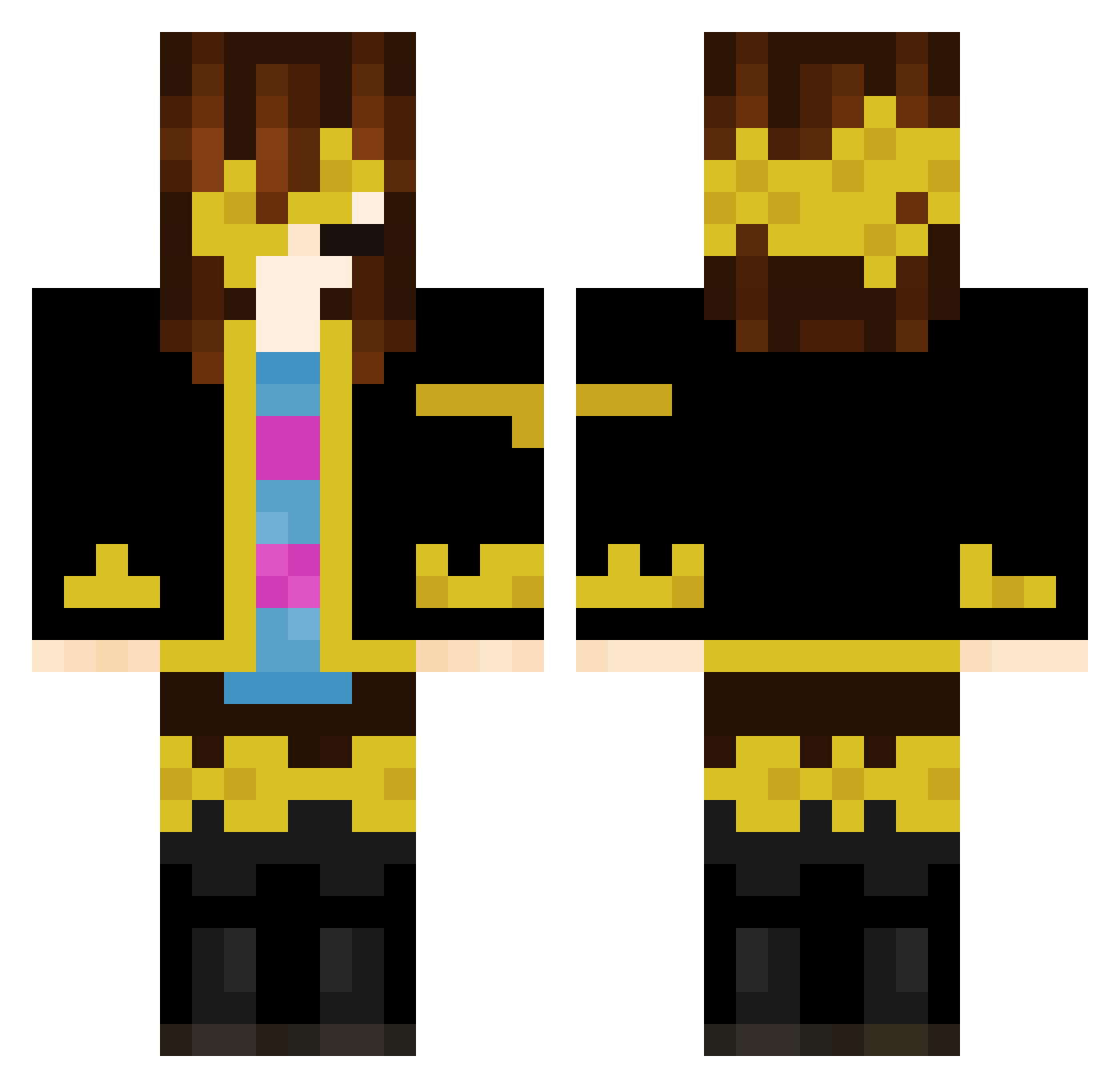Razen13 Minecraft skin, front and back view