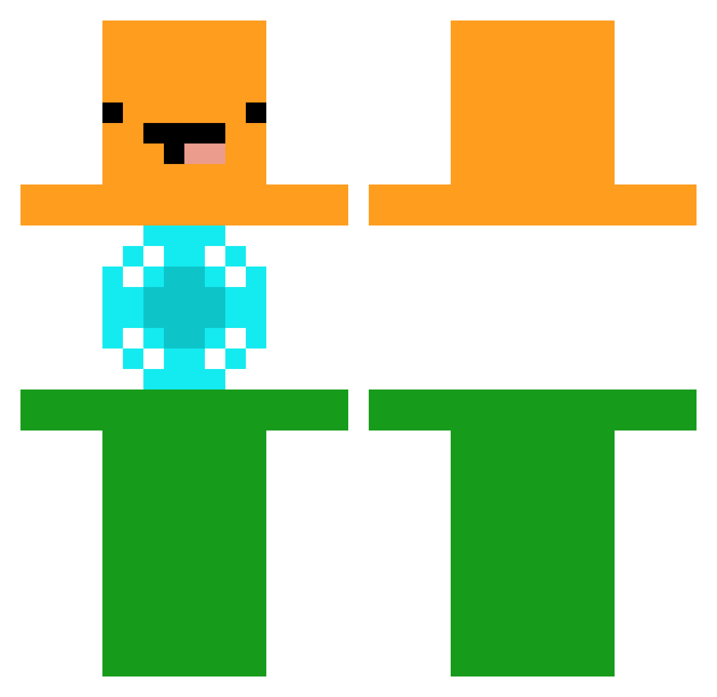 Piro84 Minecraft skin, front and back view