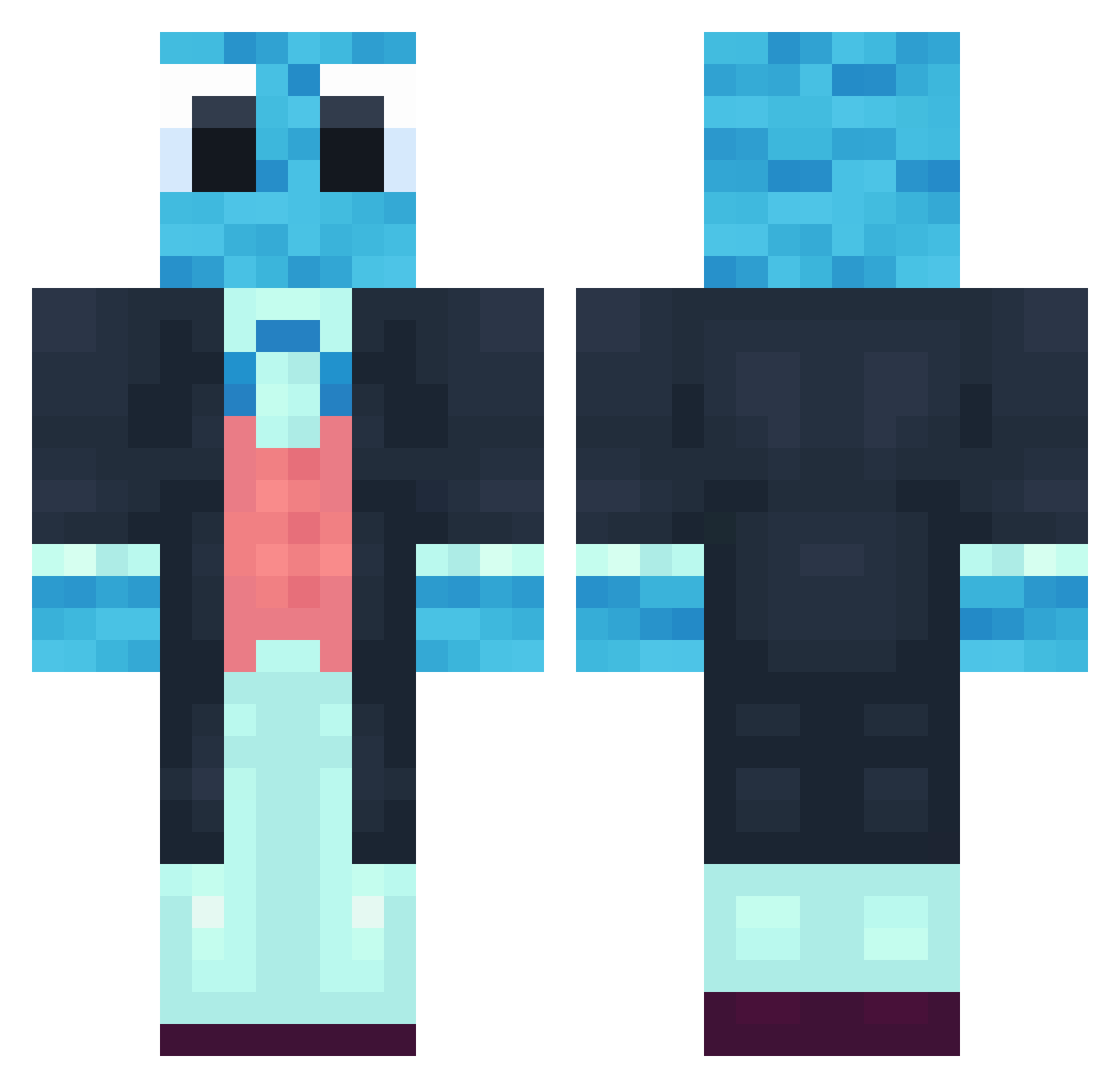 Loftiest Minecraft skin, front and back view