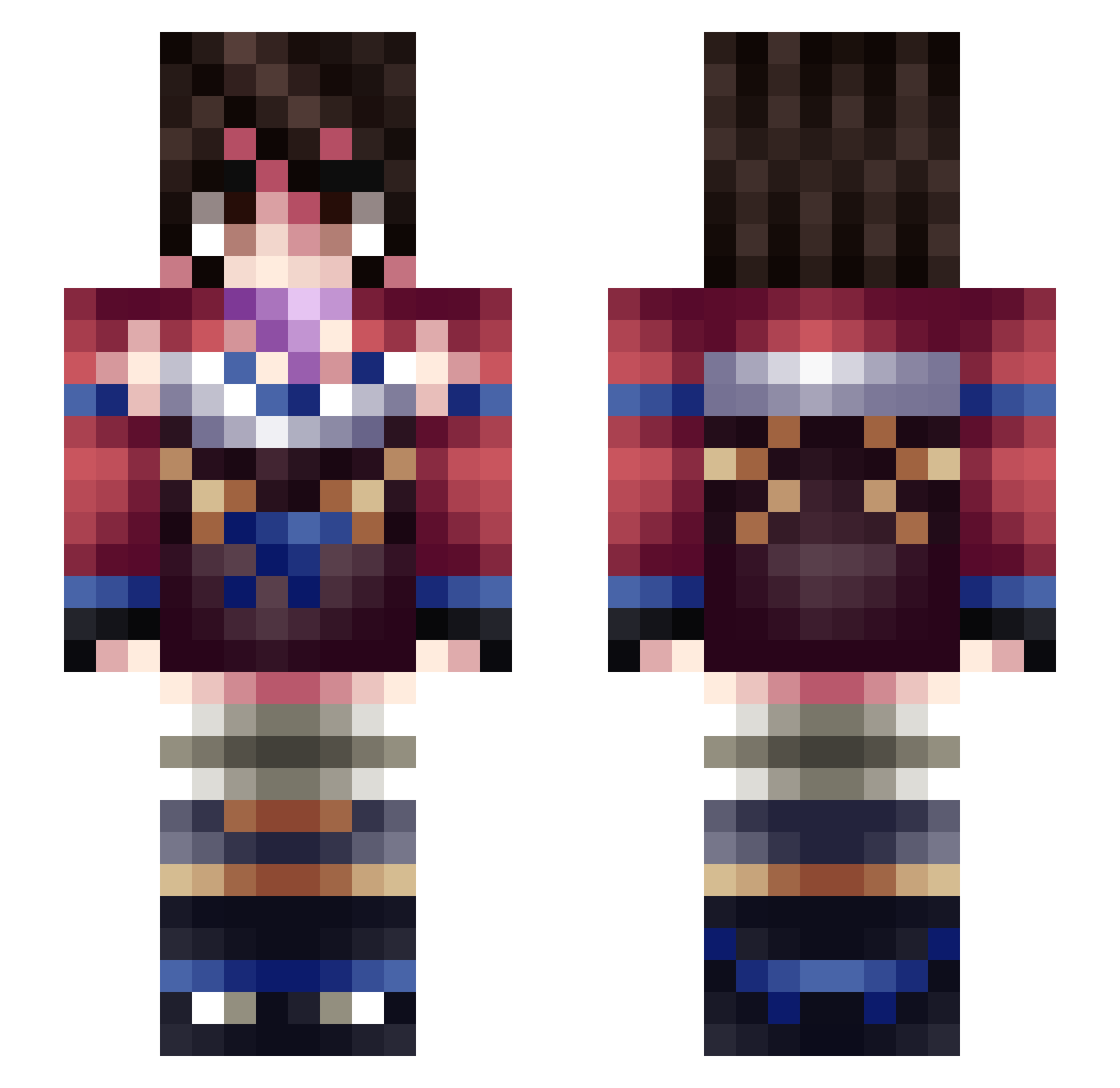 in5pire Minecraft skin, front and back view