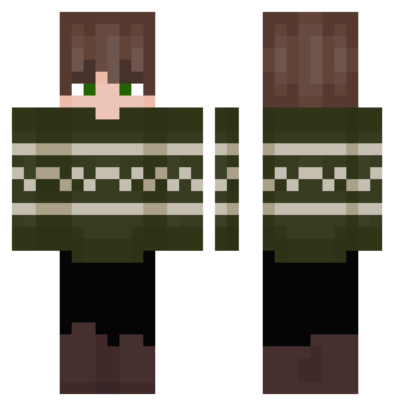 TakeMeSYN Minecraft skin, front and back view