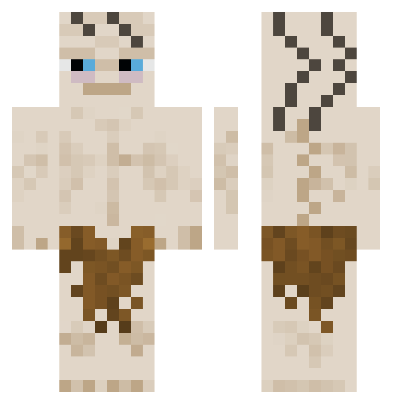 Bttttttt Minecraft skin, front and back view