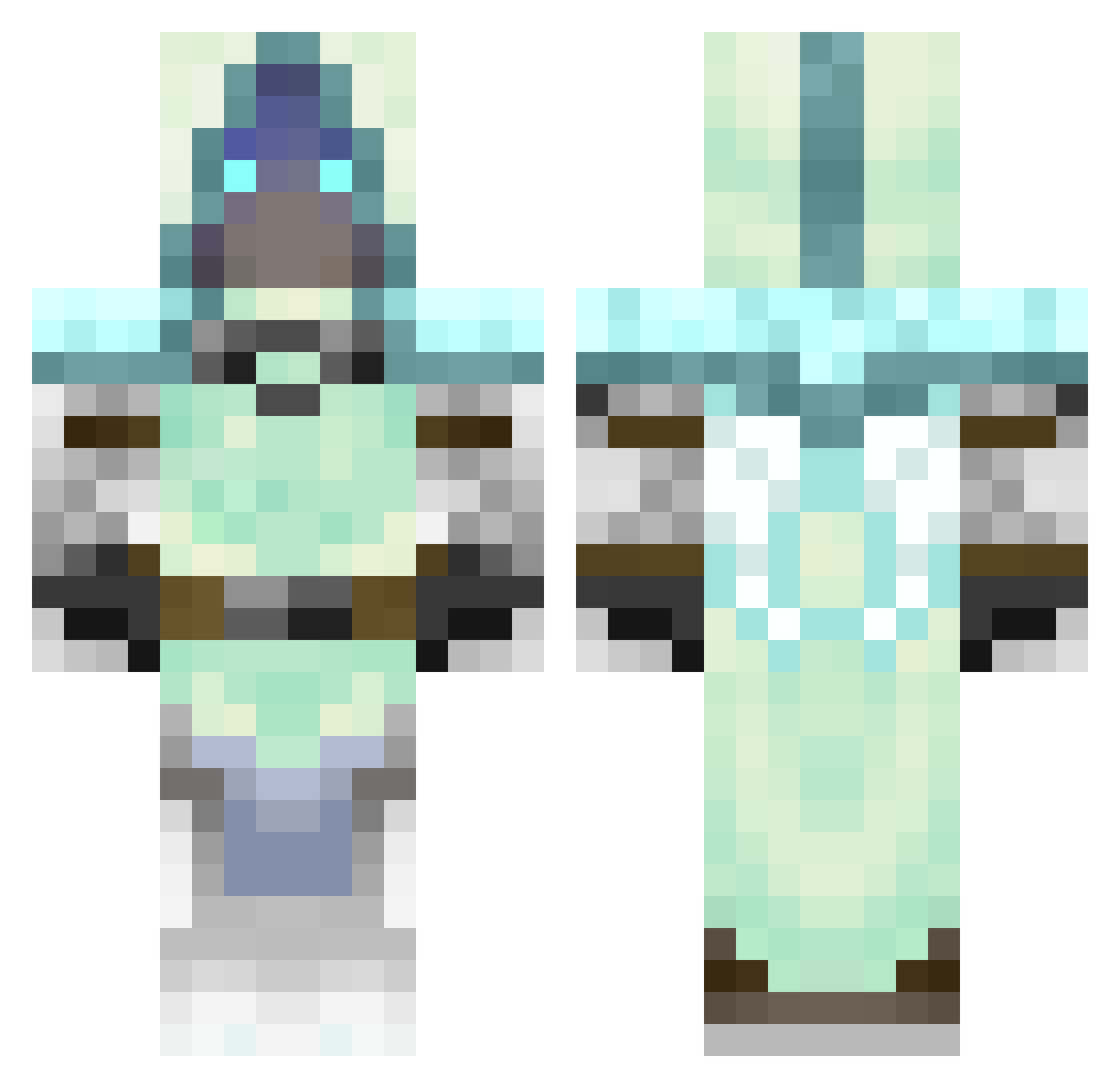 JusticeFound Minecraft skin, front and back view