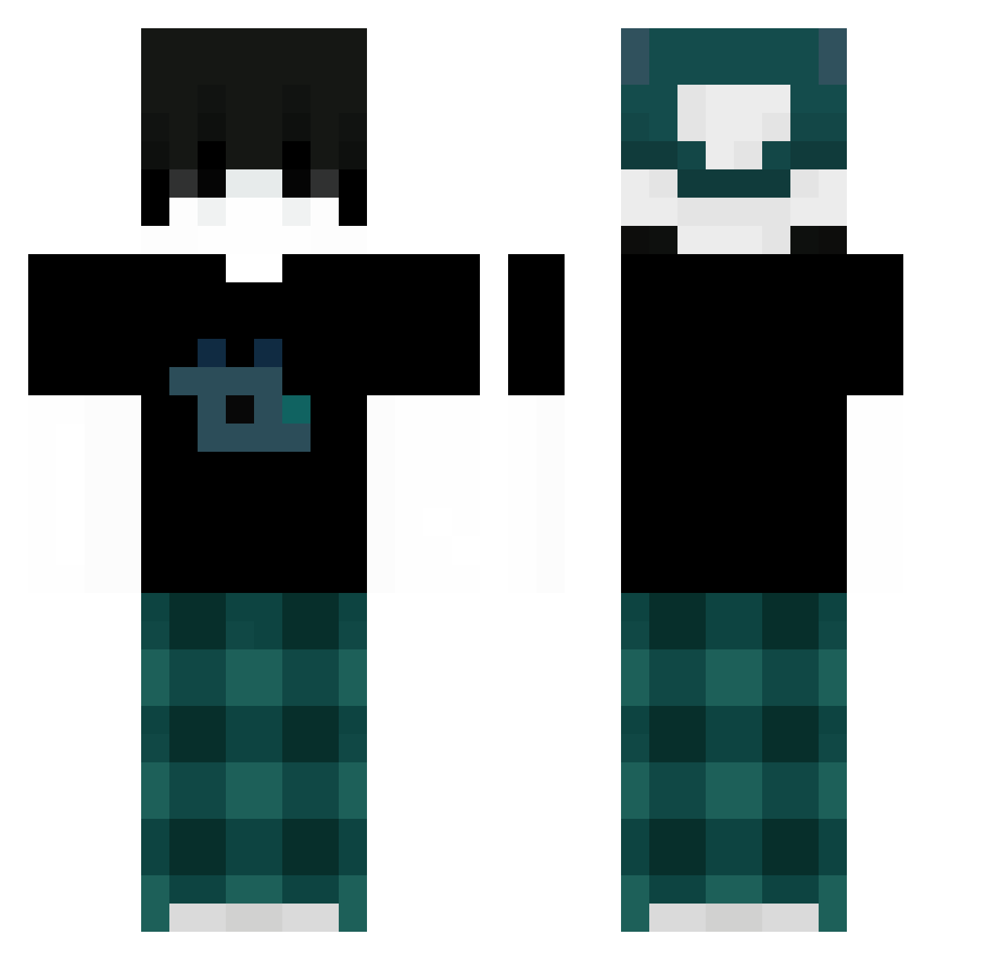 InHisBed Minecraft skin, front and back view