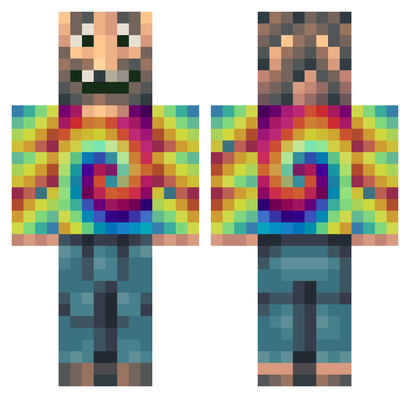 Eigie Minecraft skin, front and back view