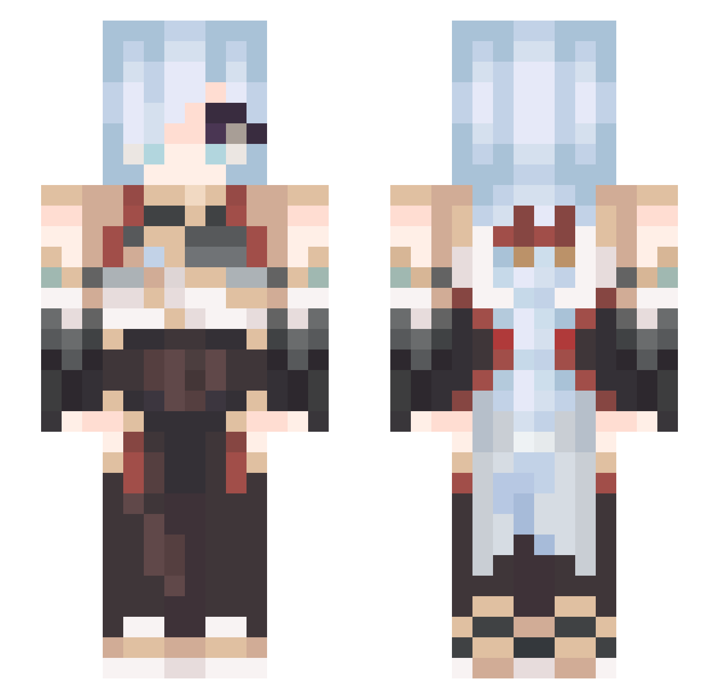 TYKMC Minecraft skin, front and back view