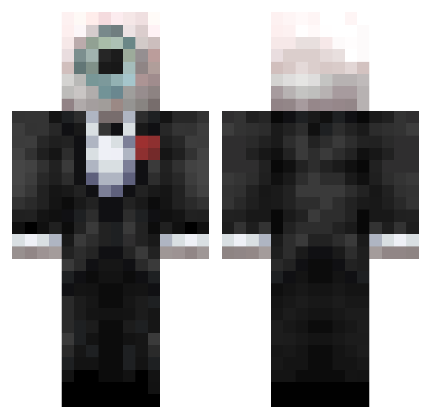 Greglet Minecraft skin, front and back view