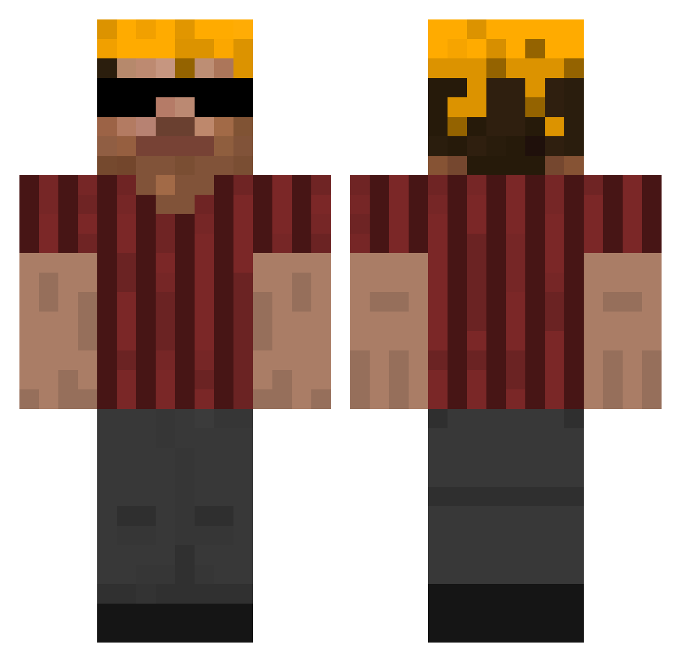 PomDee Minecraft skin, front and back view