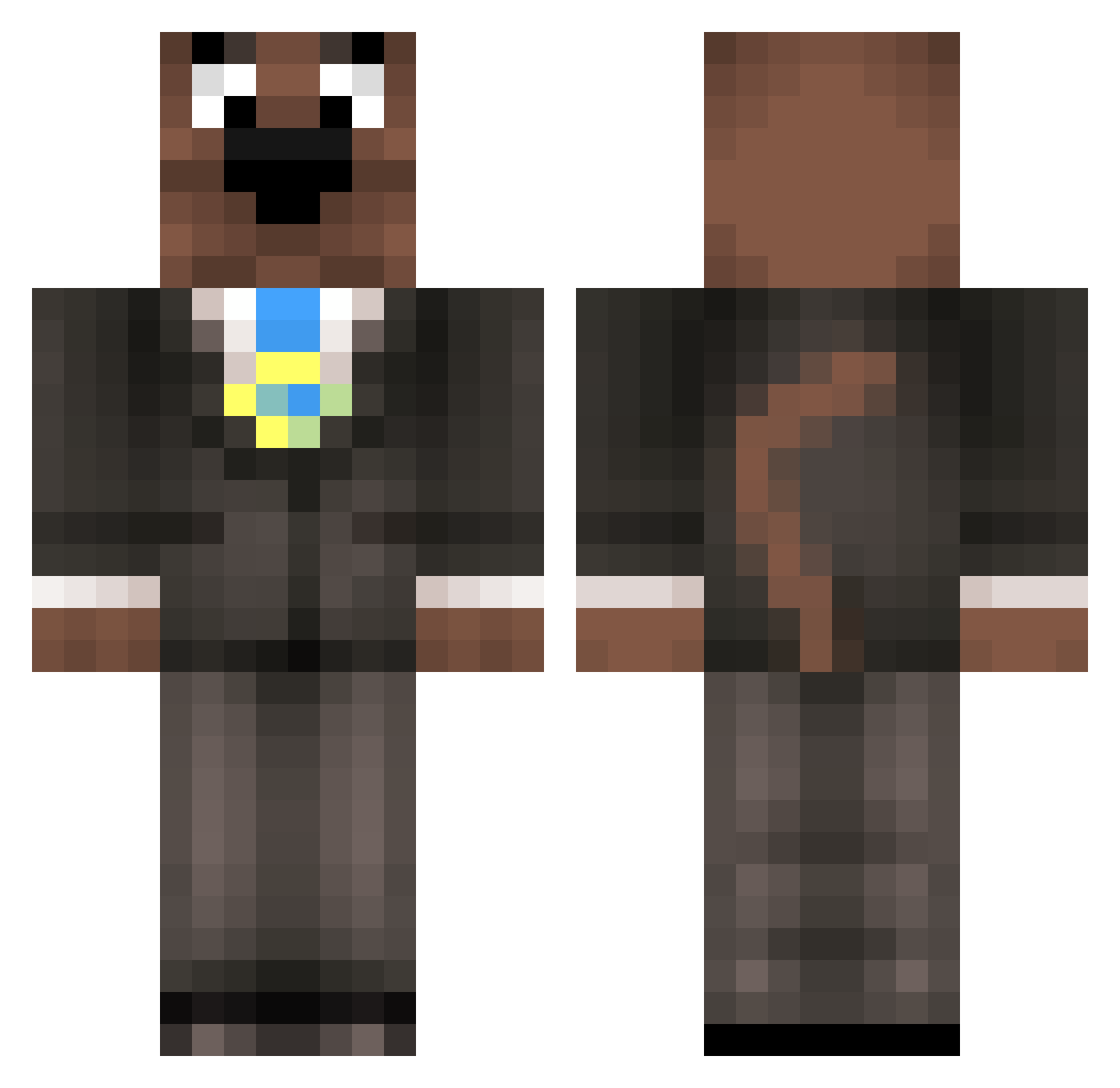 Visualist Minecraft skin, front and back view