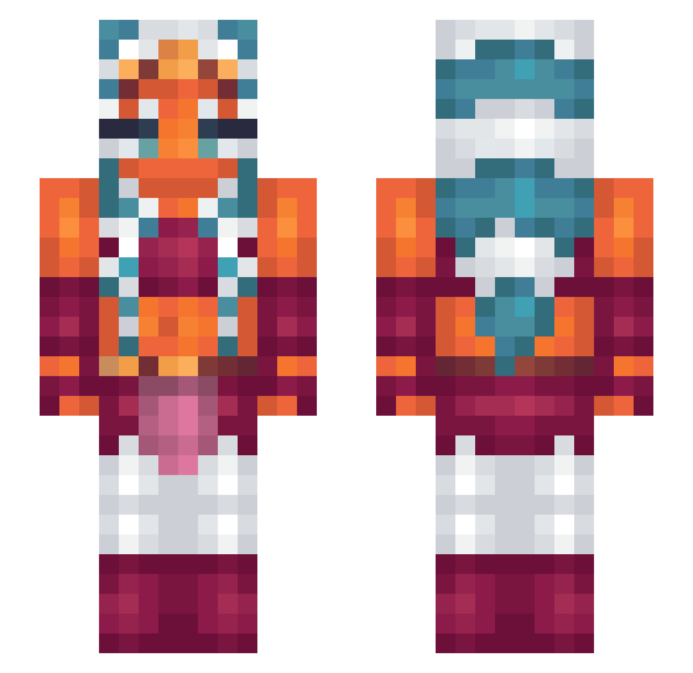 woolia Minecraft skin, front and back view