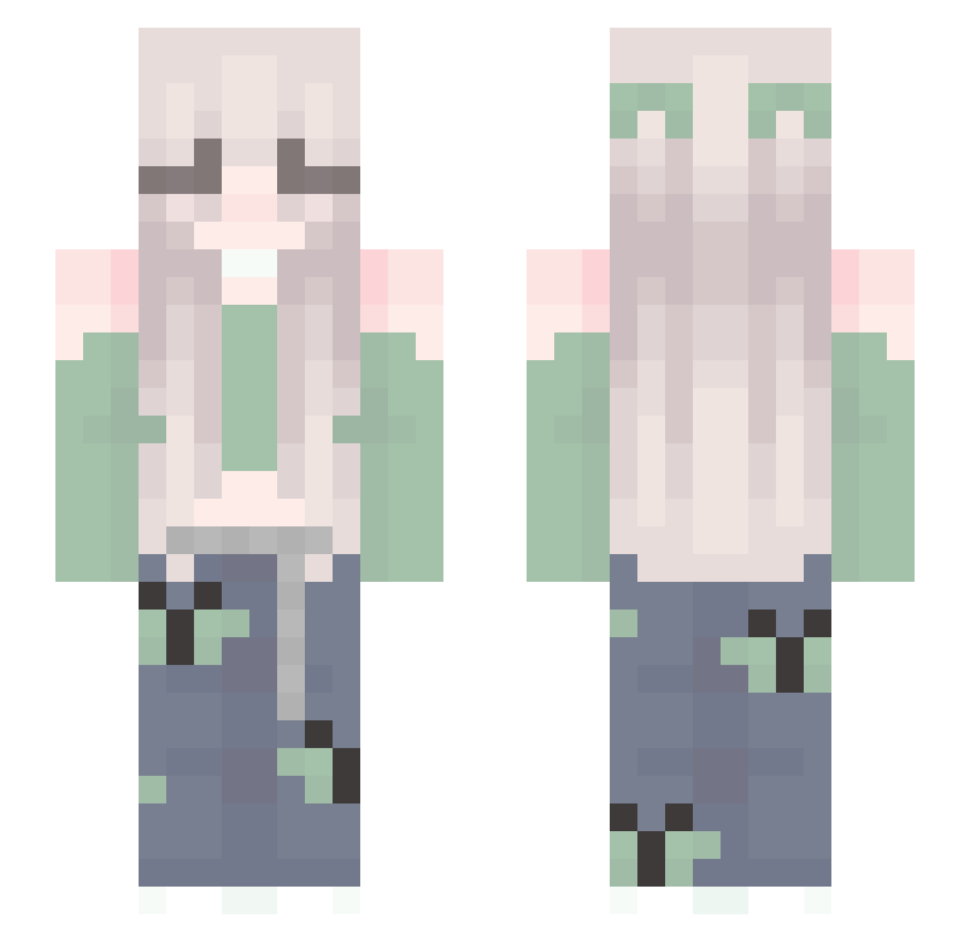 Adeliin Minecraft skin, front and back view