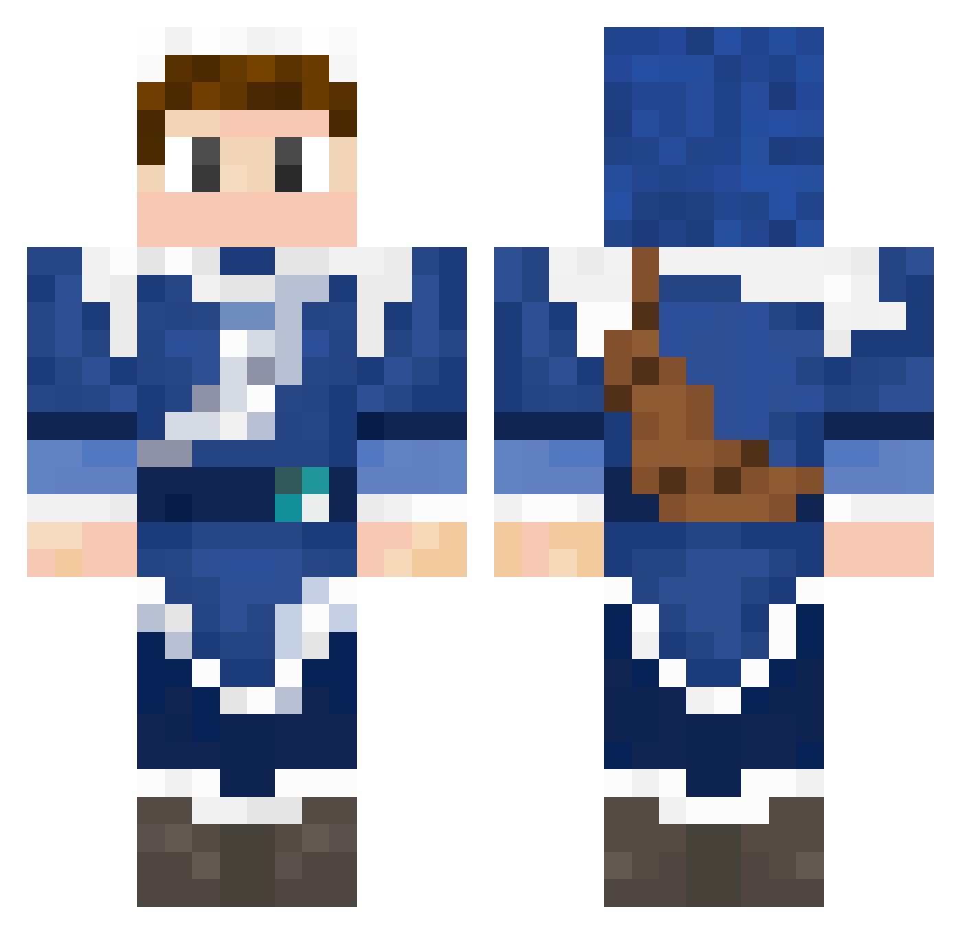 Aquaplane Minecraft skin, front and back view