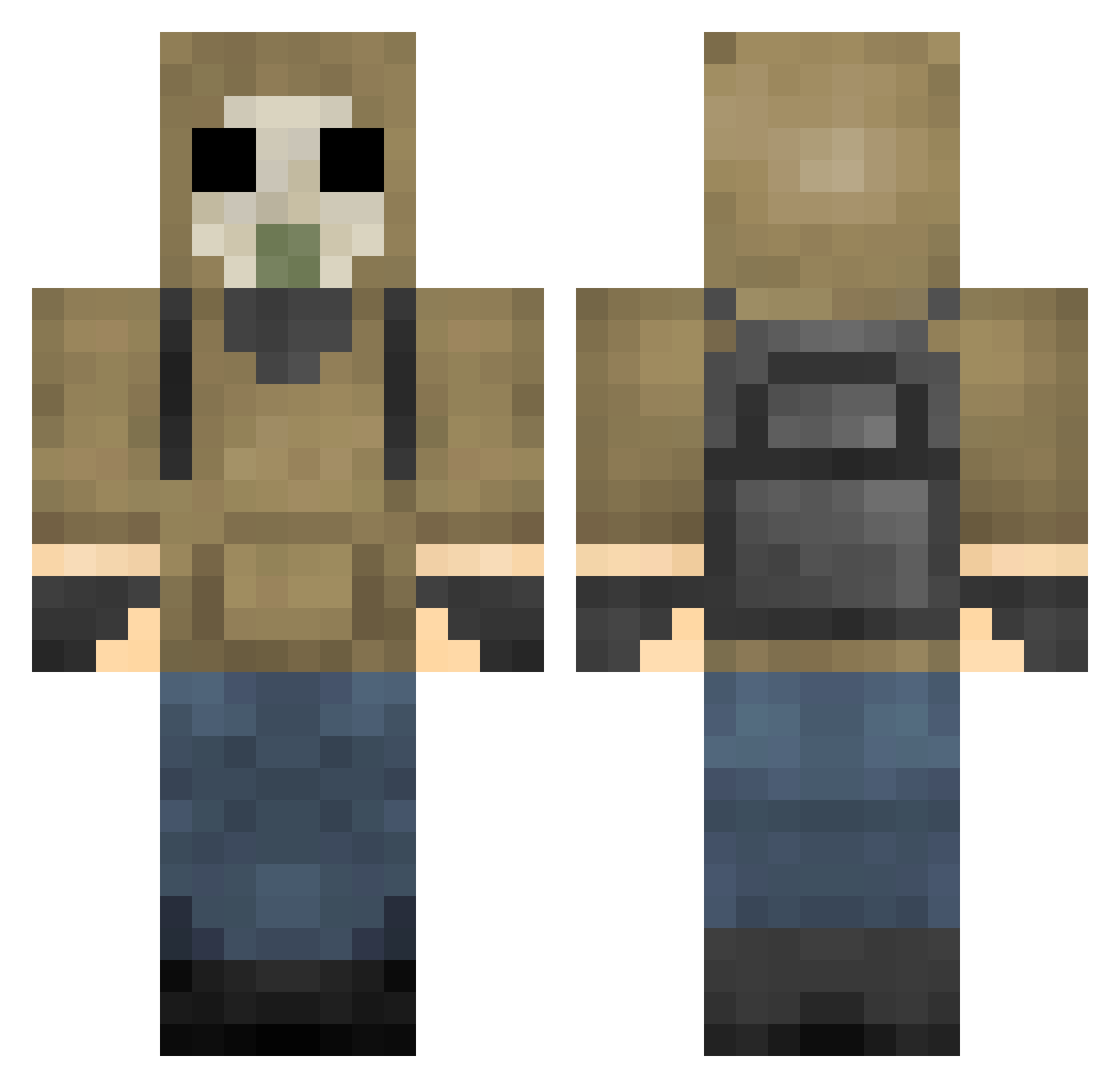 Blyatman_russian Minecraft skin, front and back view