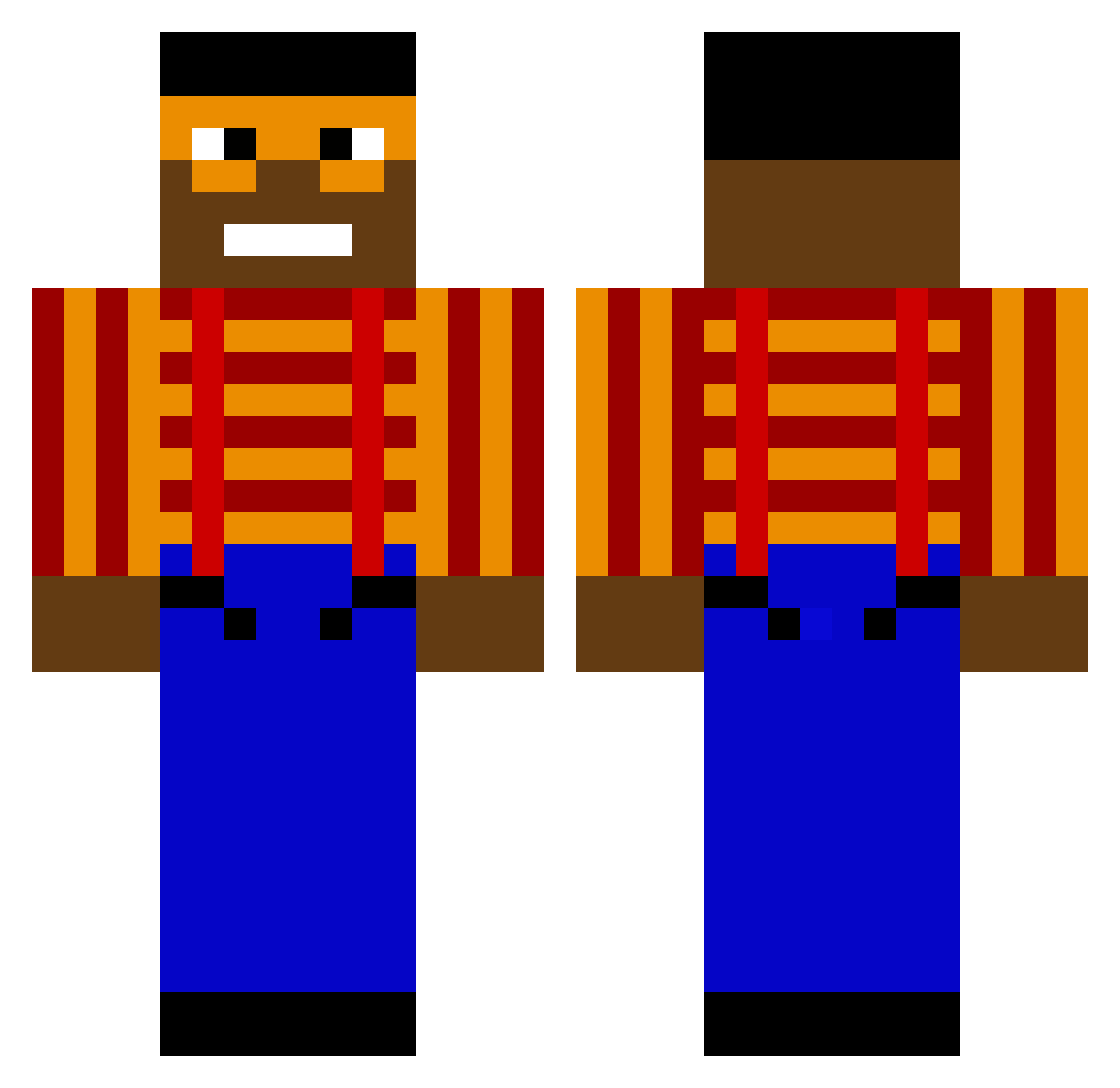 MoistRawMen Minecraft skin, front and back view