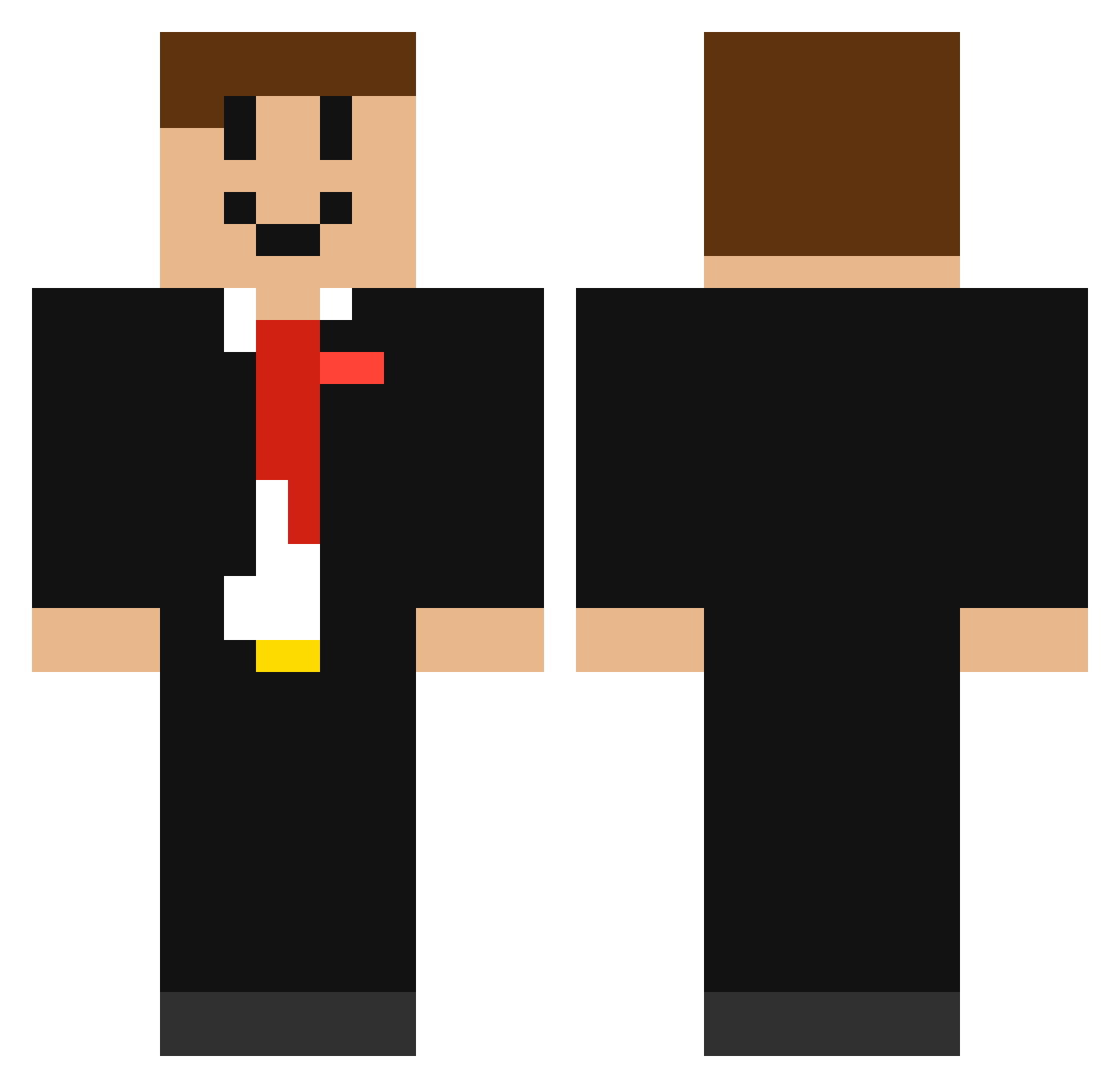 CARB0ND10X1DE Minecraft skin, front and back view