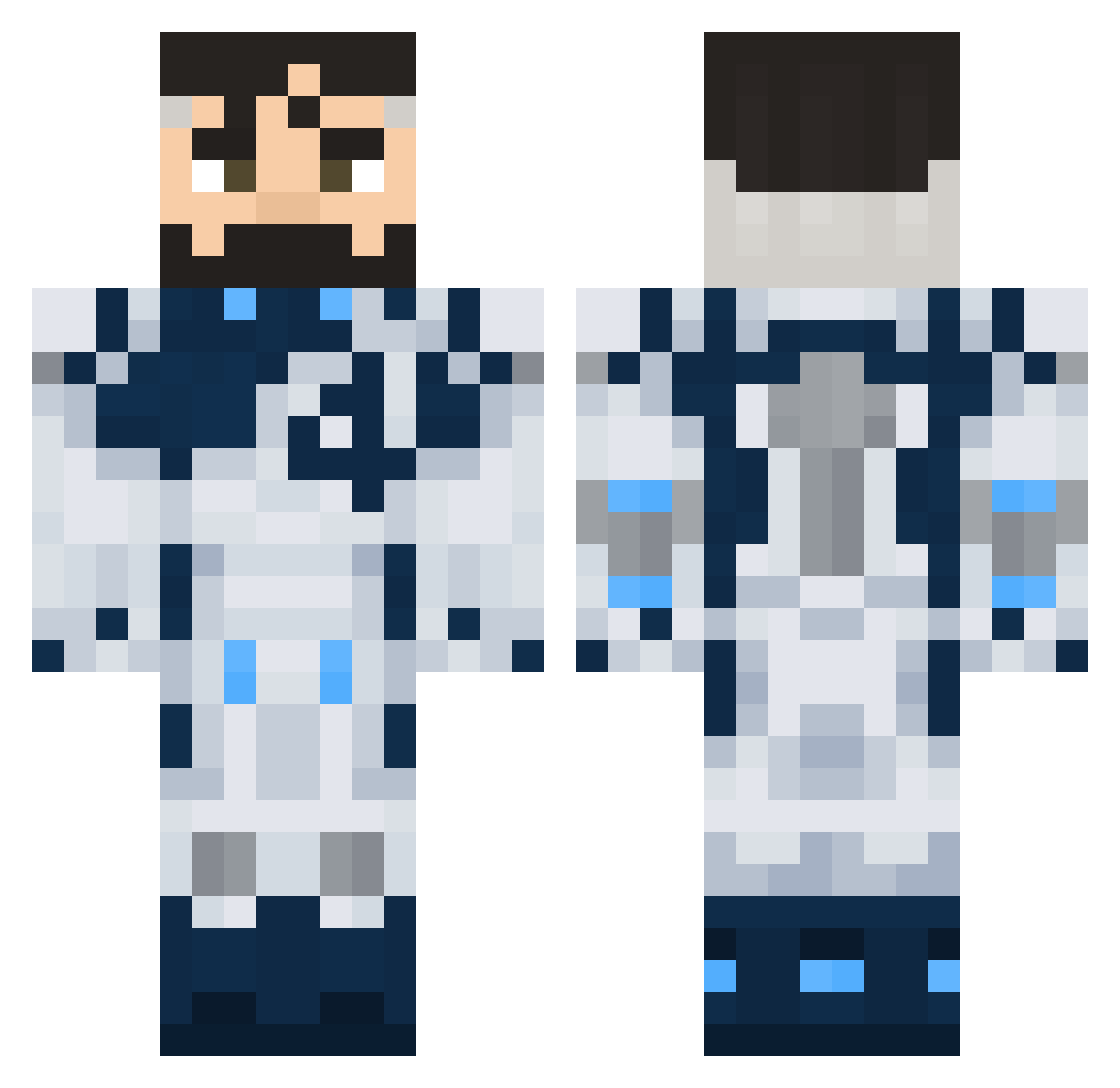 Manager_ID Minecraft skin, front and back view