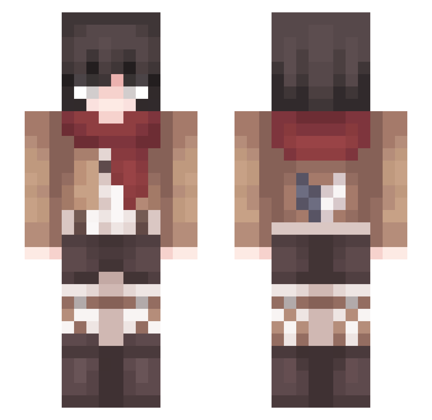 Kazumi996 Minecraft skin, front and back view