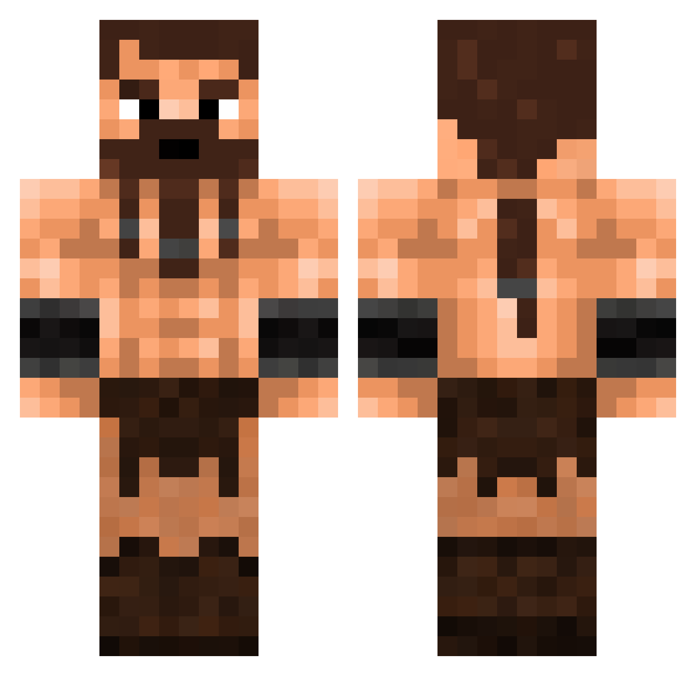 Aivun Minecraft skin, front and back view