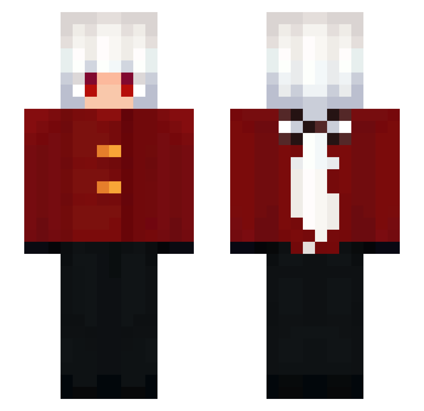 RubyPheonix Minecraft skin, front and back view