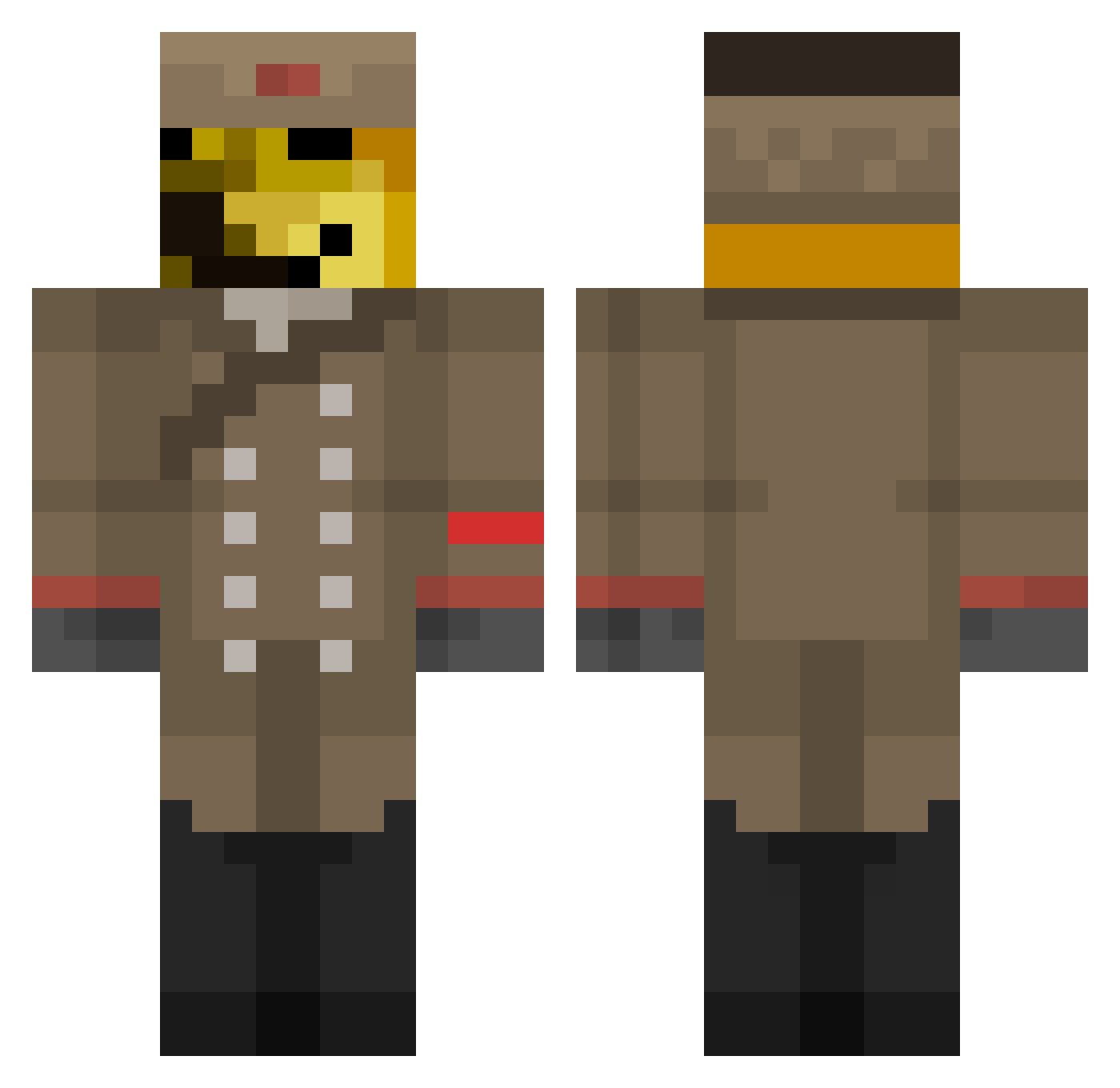 Jageems Minecraft skin, front and back view