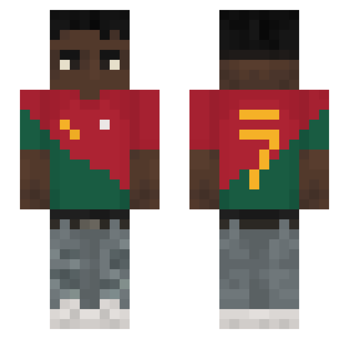 7neverek Minecraft skin, front and back view