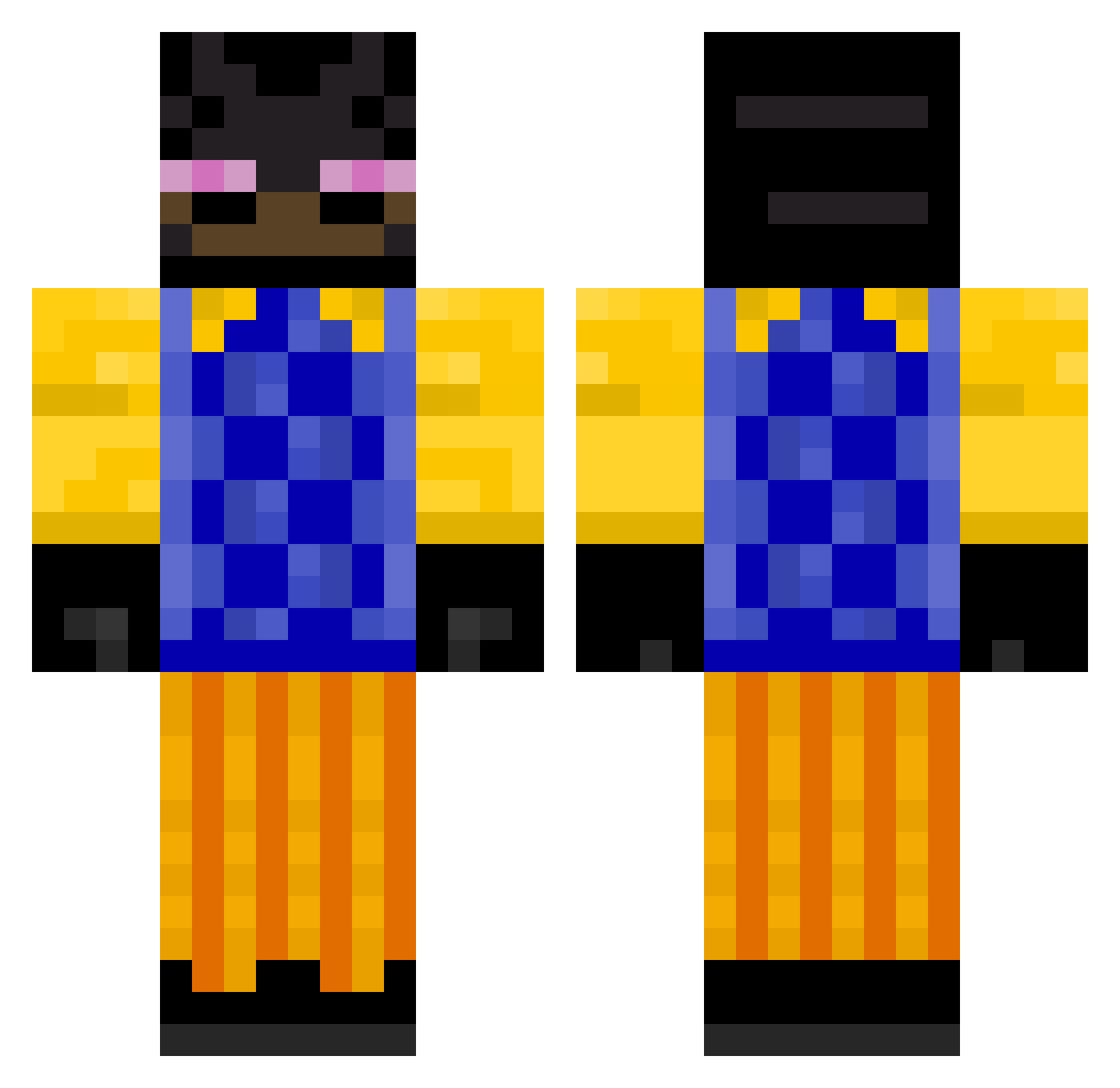 AFU001 Minecraft skin, front and back view