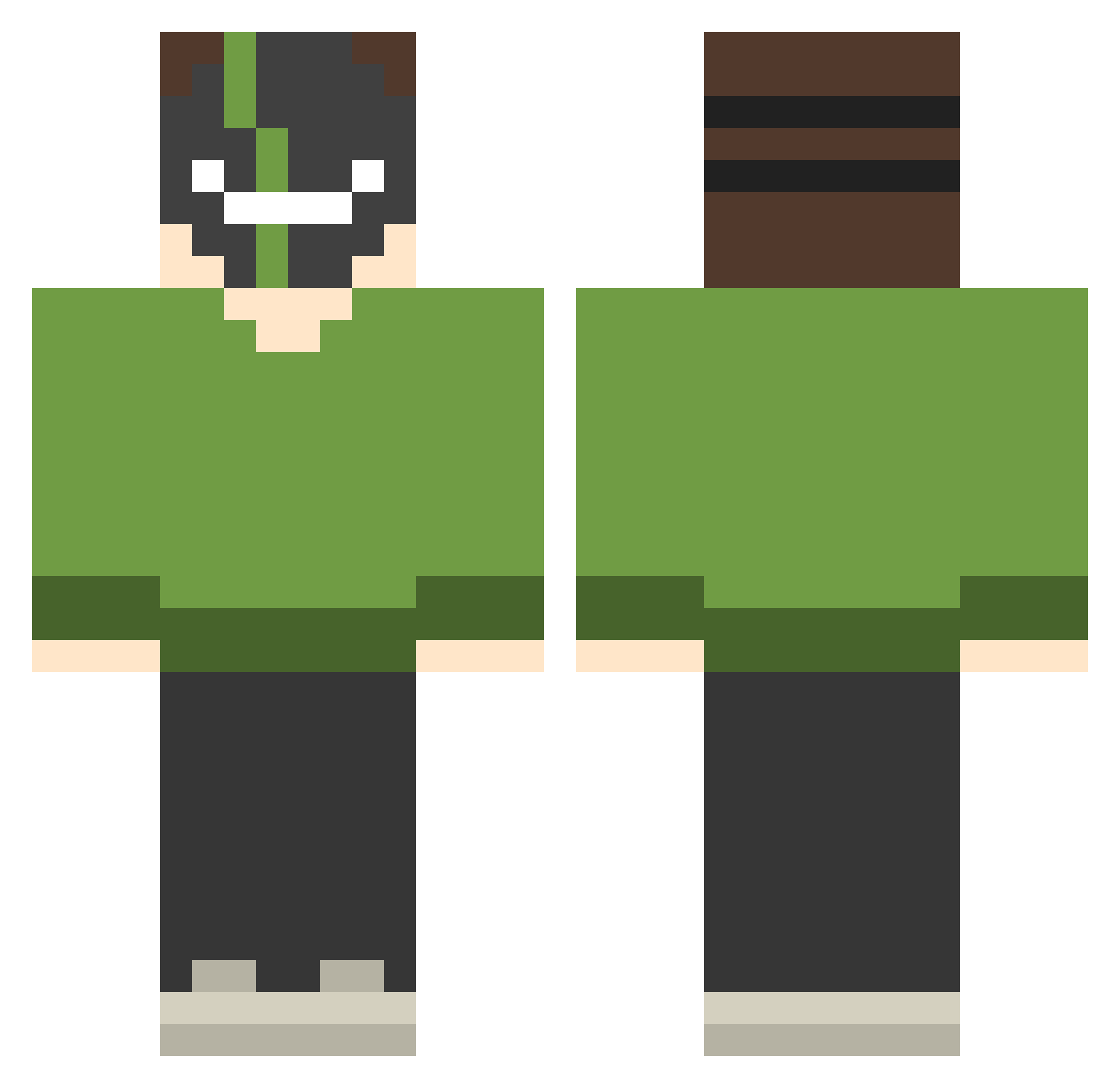 pukekid Minecraft skin, front and back view