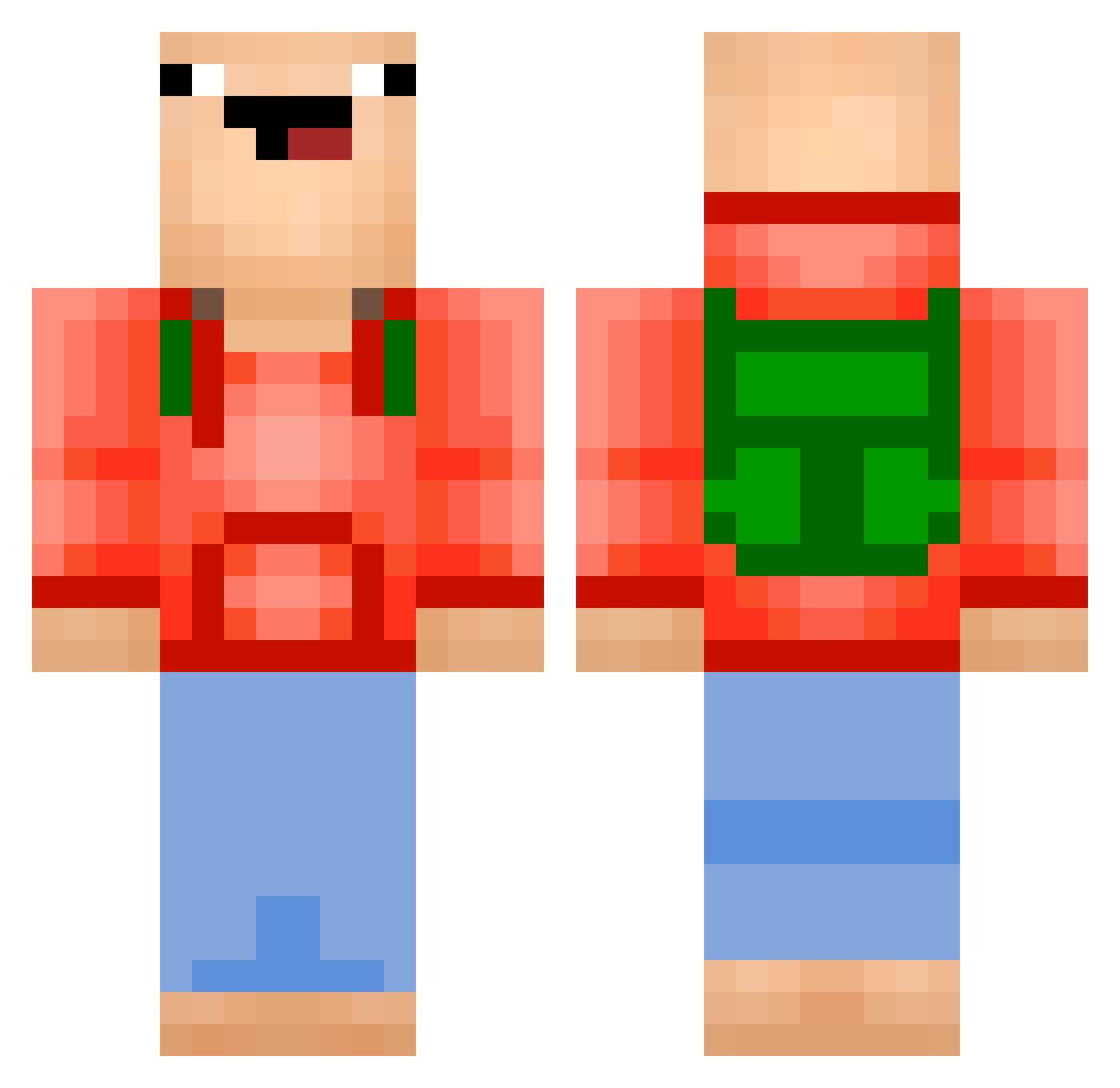 Xuki Minecraft skin, front and back view