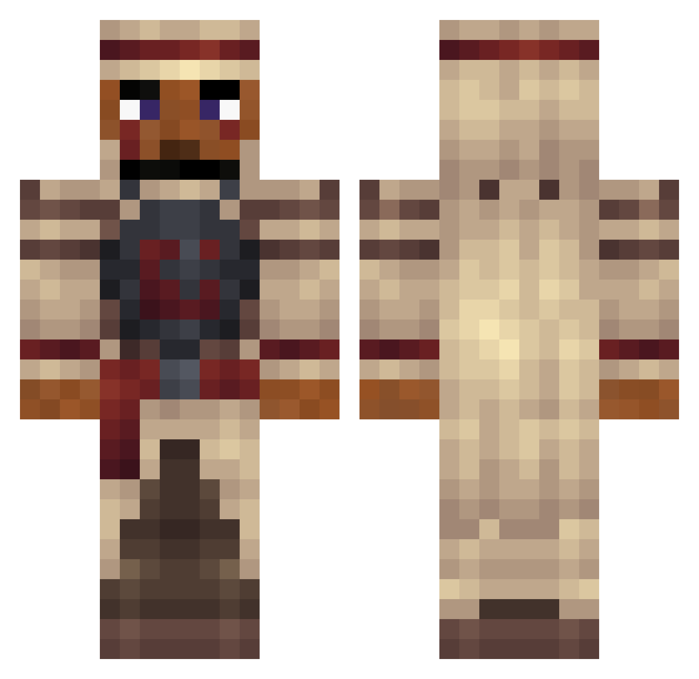 roboriley Minecraft skin, front and back view