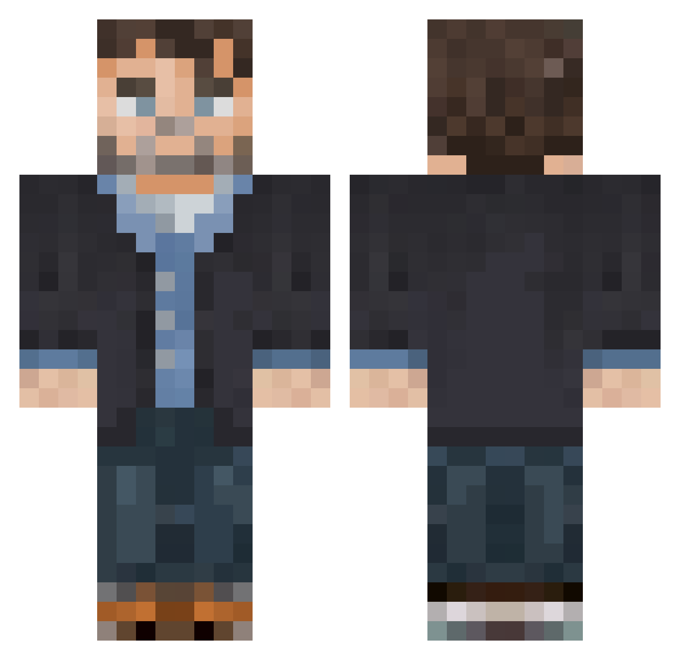 rareshique Minecraft skin, front and back view