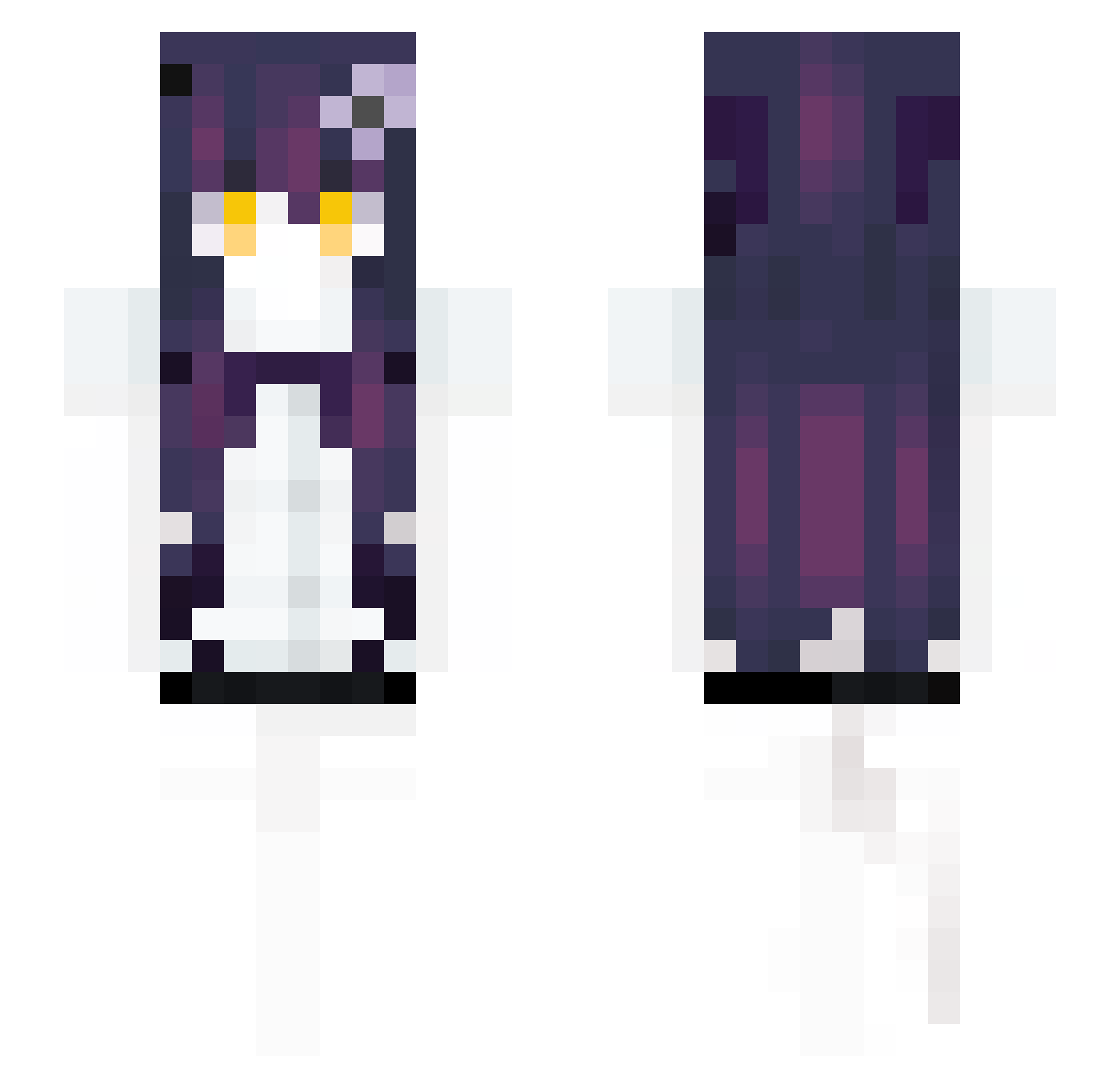 nightglowin Minecraft skin, front and back view