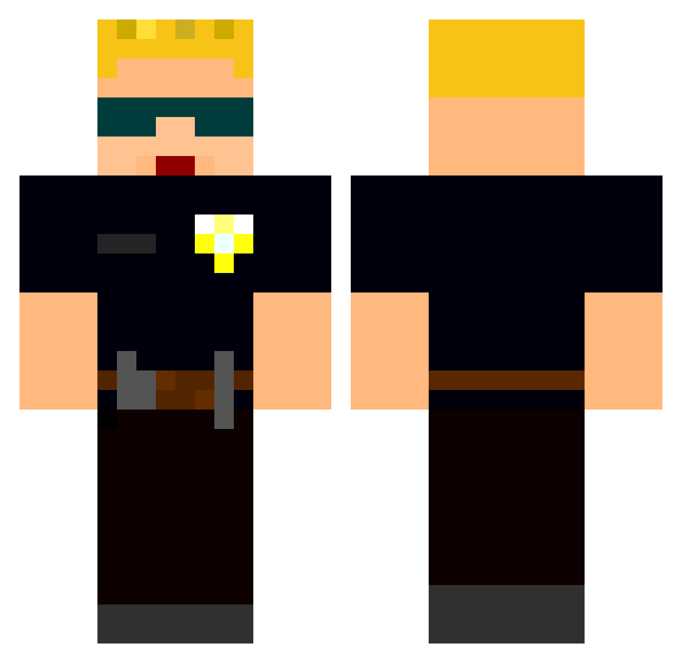 mazeaos Minecraft skin, front and back view