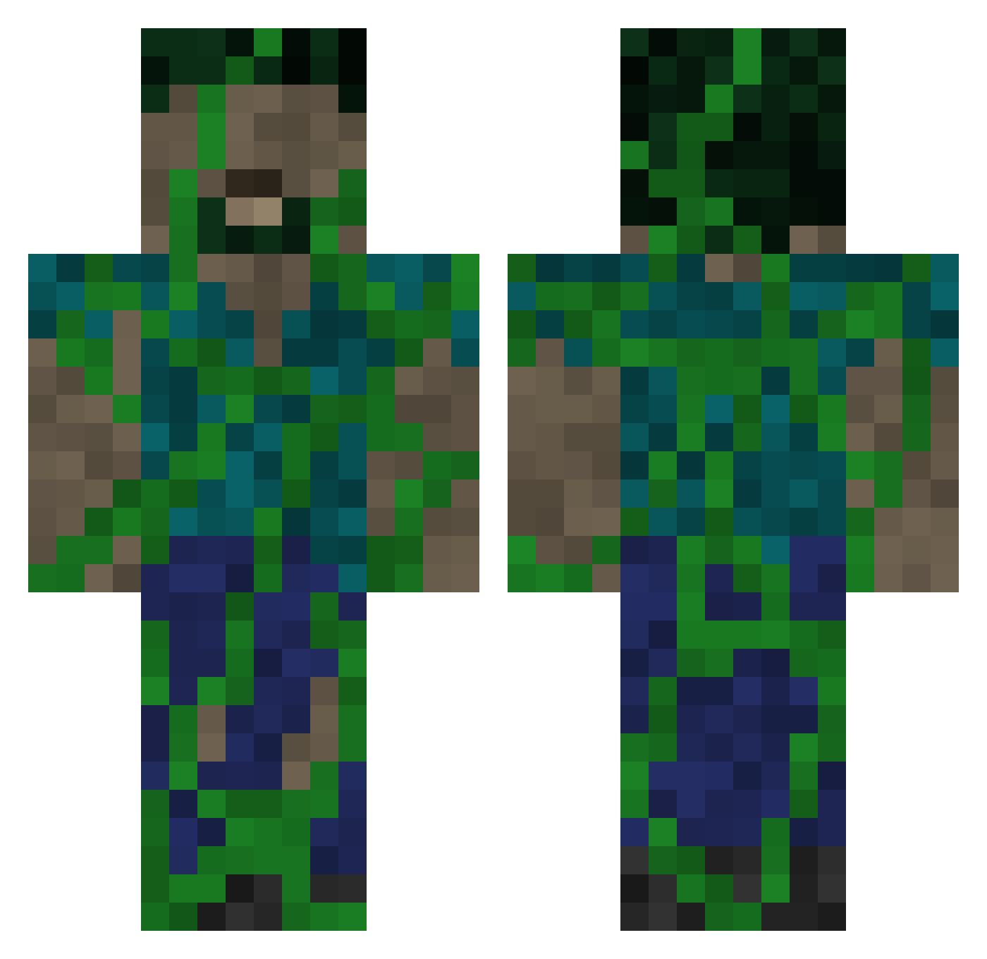 LordPra Minecraft skin, front and back view