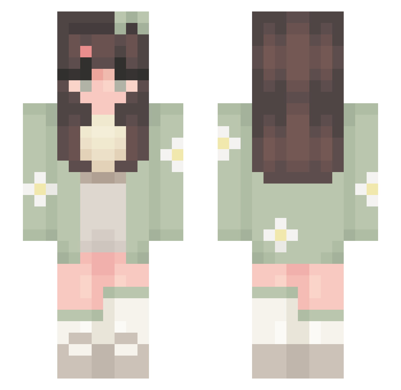 kloenarelle Minecraft skin, front and back view