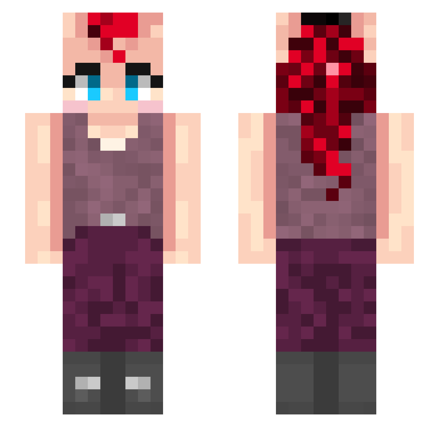 Astrofell Minecraft skin, front and back view