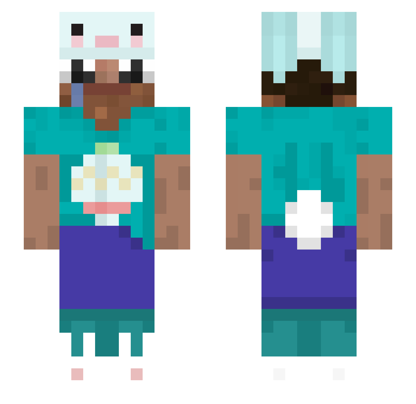 Carbonian Minecraft skin, front and back view