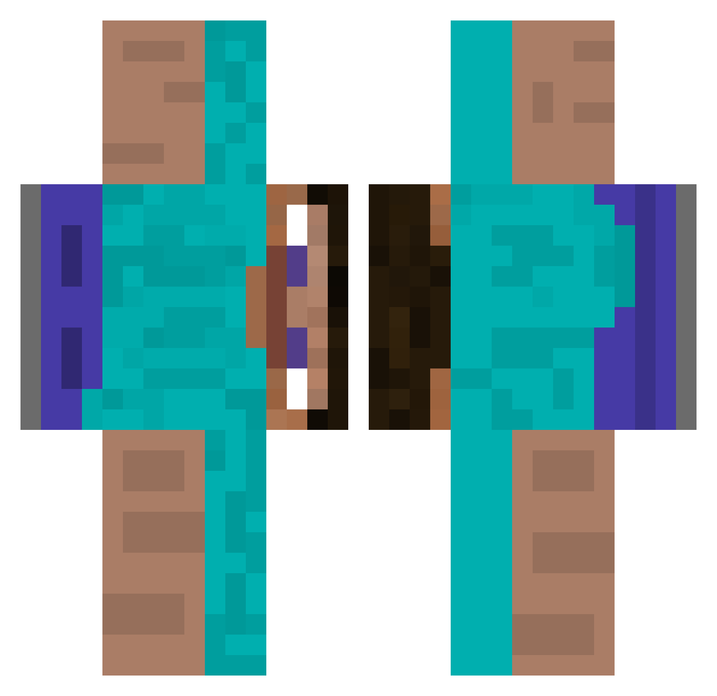 Strellic Minecraft skin, front and back view