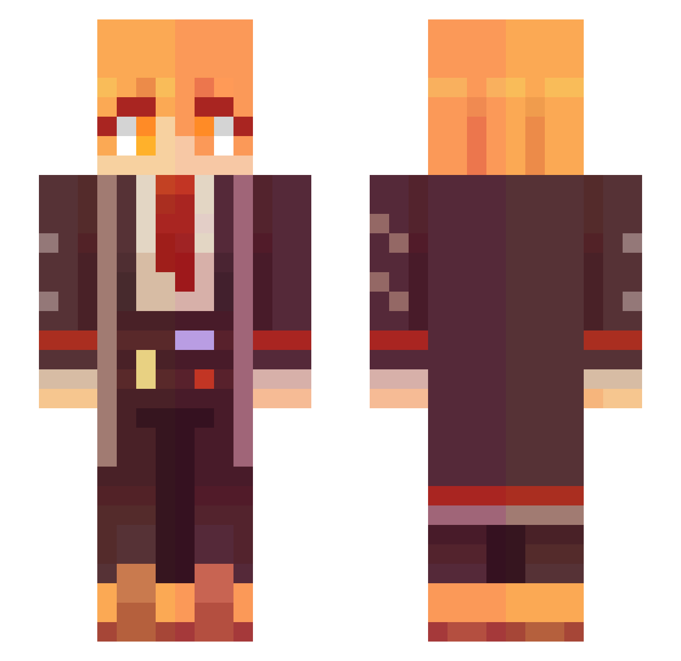 RuriRural Minecraft skin, front and back view