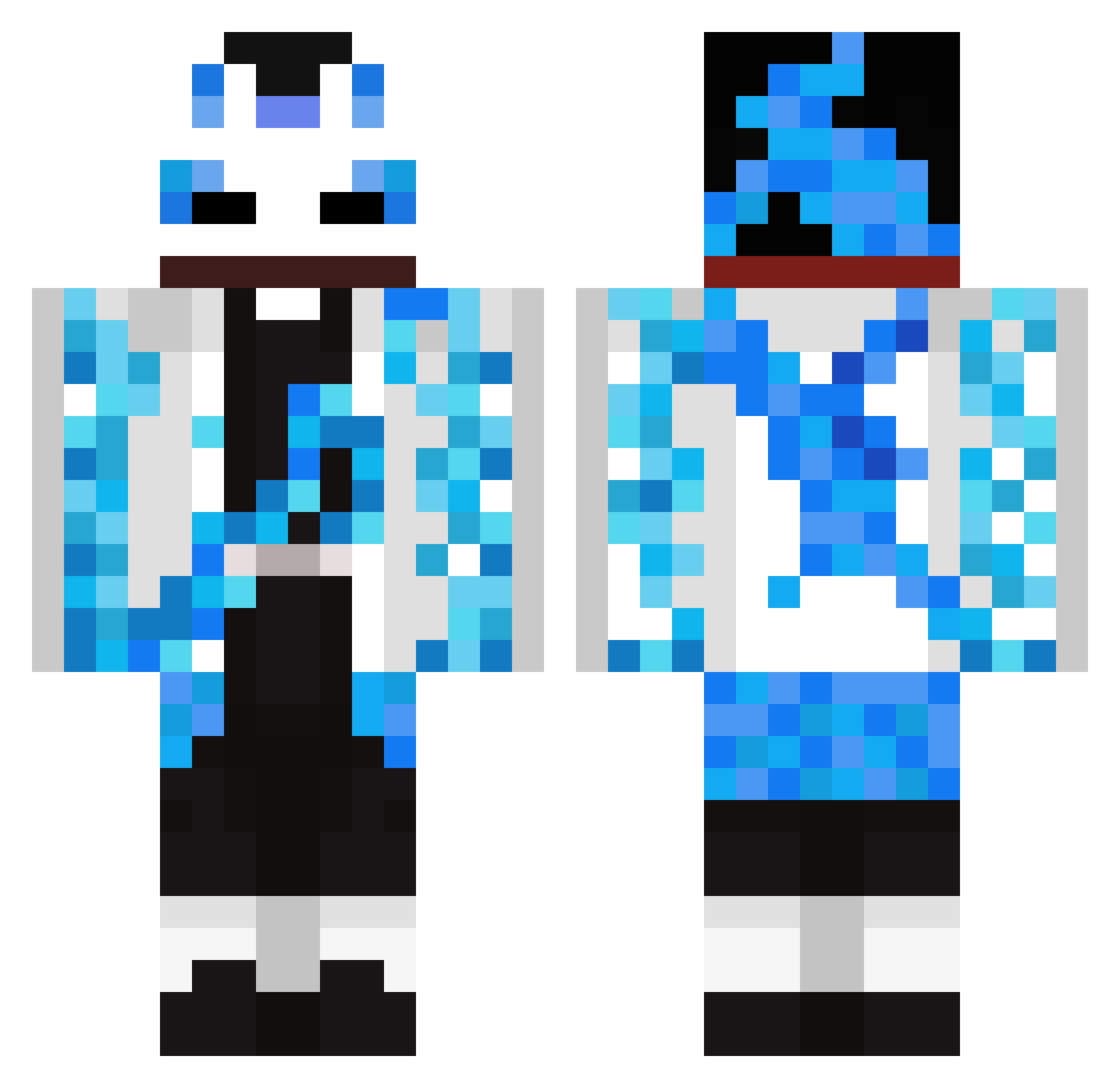 rexboo Minecraft skin, front and back view