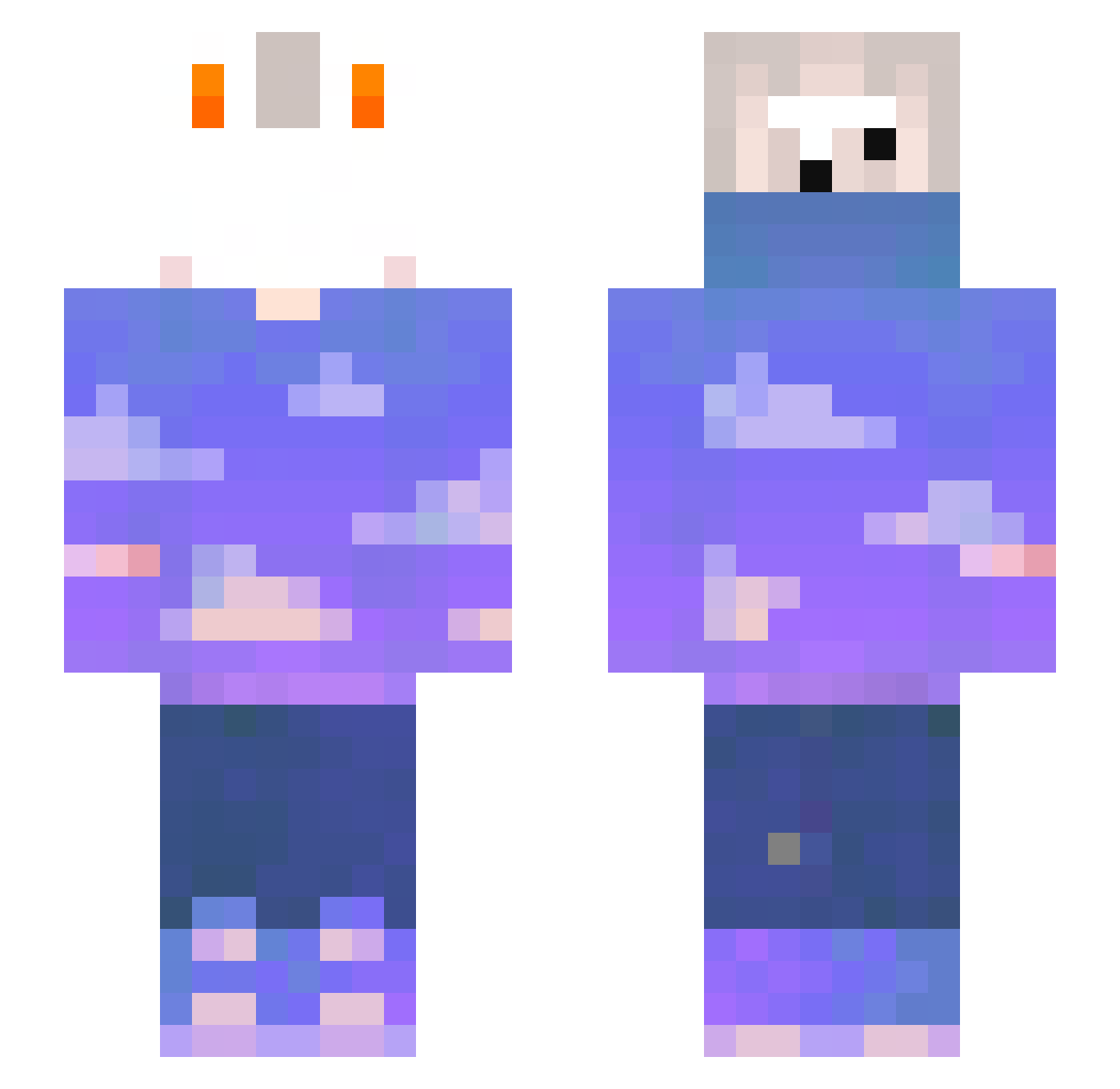 zorifly Minecraft skin, front and back view