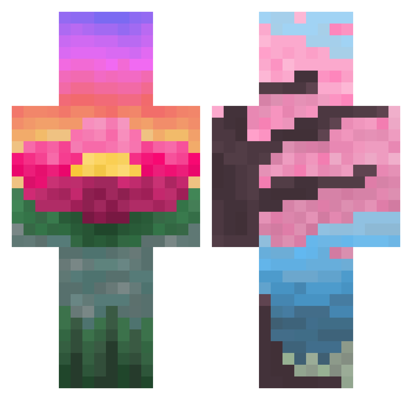 Fangirl_ Minecraft skin, front and back view