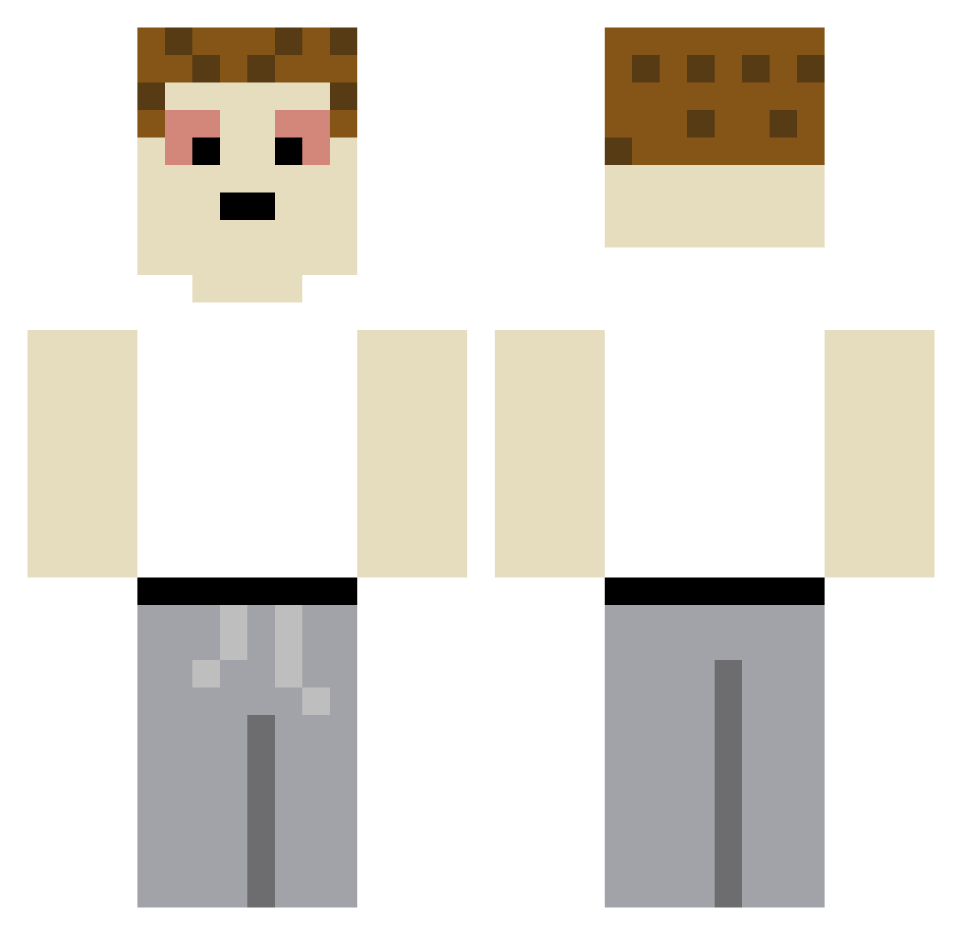 Schleti Minecraft skin, front and back view
