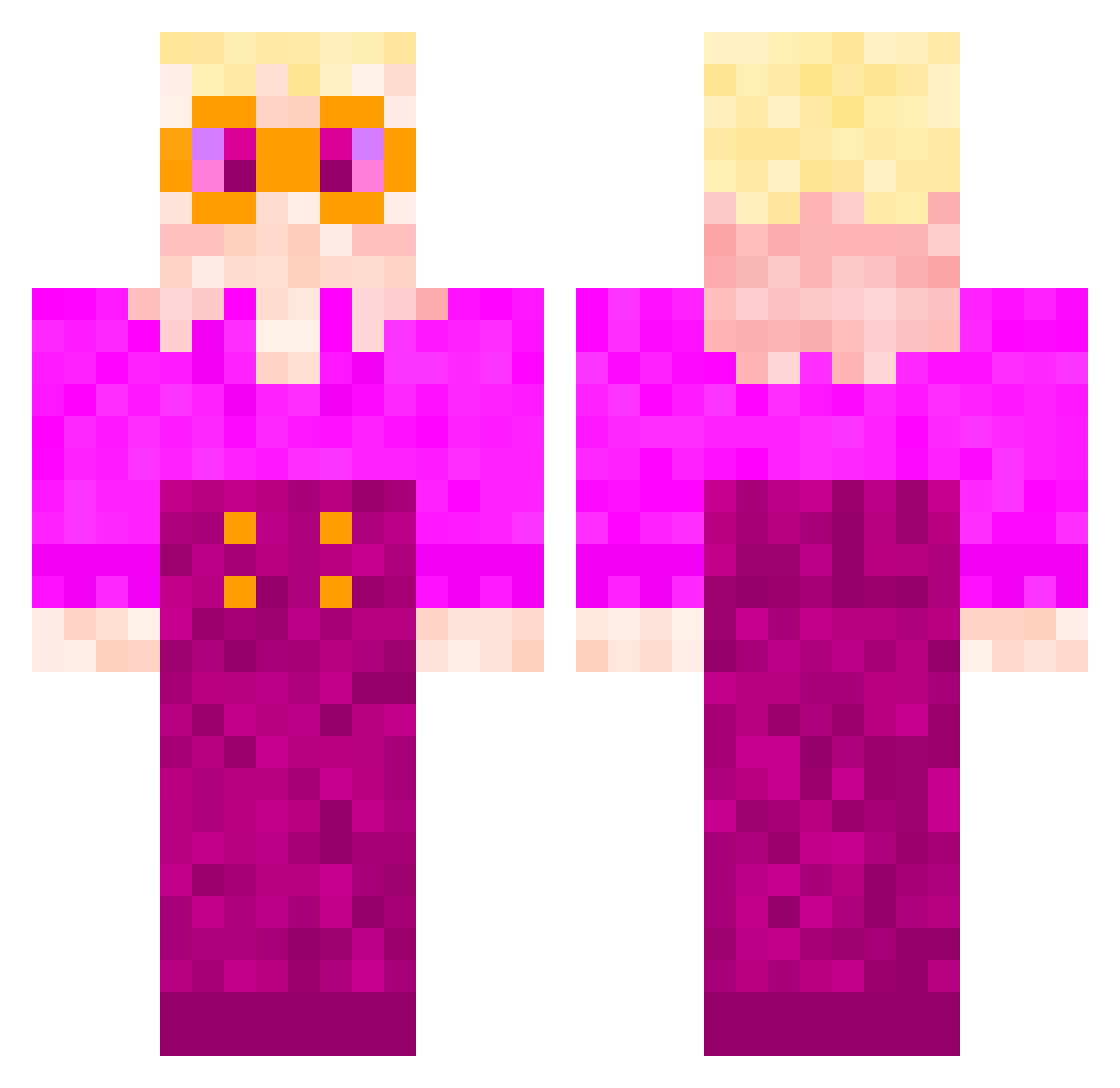 Monstrously Minecraft skin, front and back view